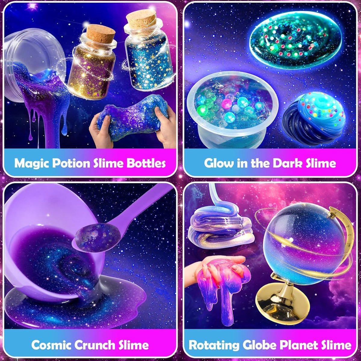 Trubic Galaxy Slime Kit – 35+ Piece Crystal Slime Set with Globe Container & Potion Bottles
