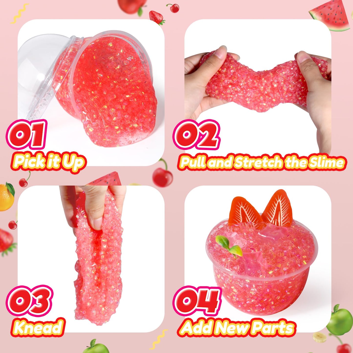Trubic DIY Strawberry Pink Slime (7 oz) – Crunchy, Mess-Free Handmade Slime for Kids