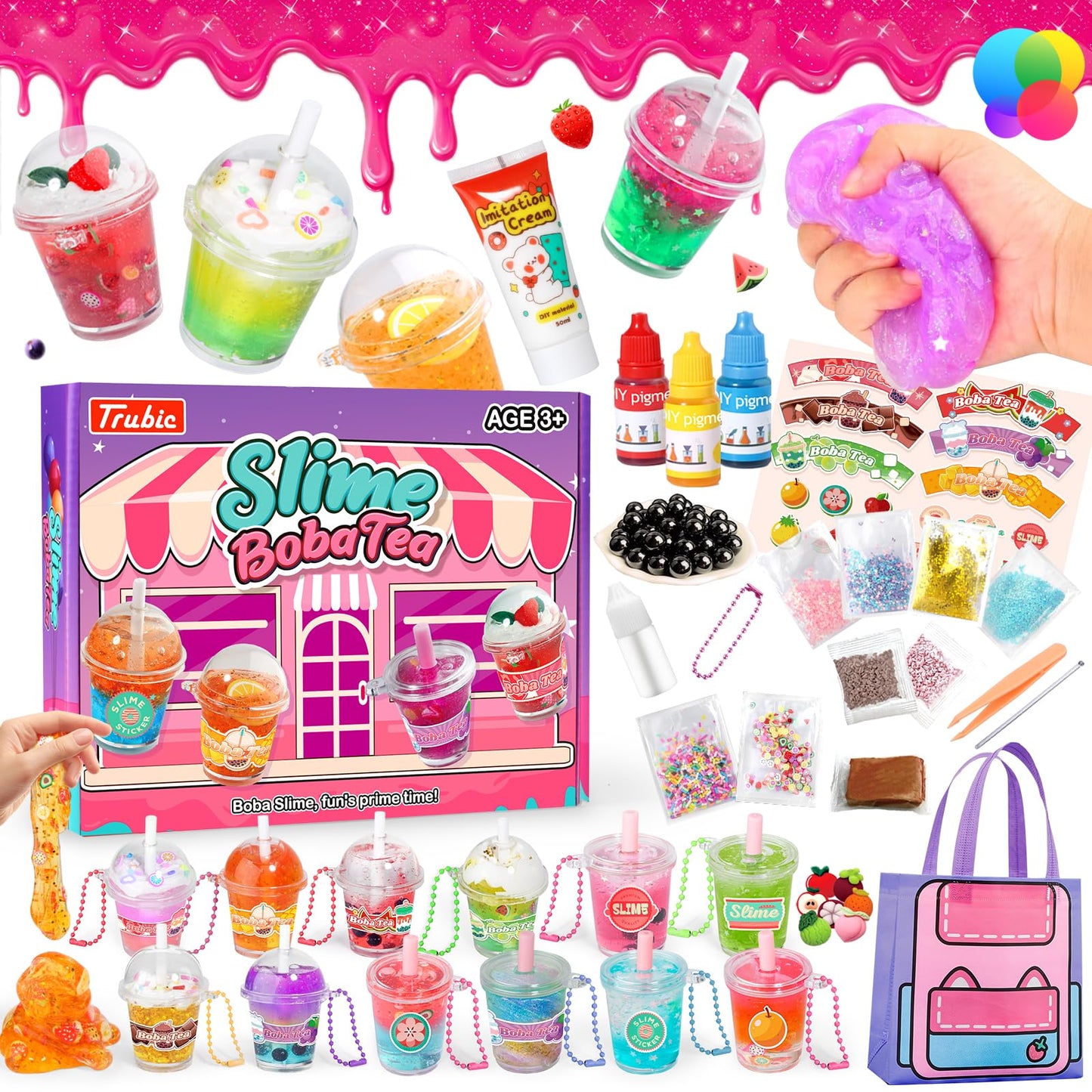 Trubic 46PCS Slime Boba Tea Kit – DIY Pretend Play for Kids 8-12