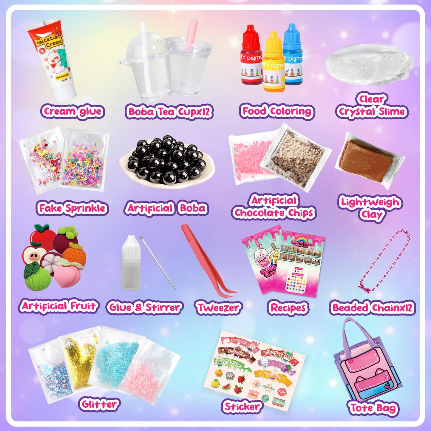 Trubic 46PCS Slime Boba Tea Kit – DIY Pretend Play for Kids 8-12