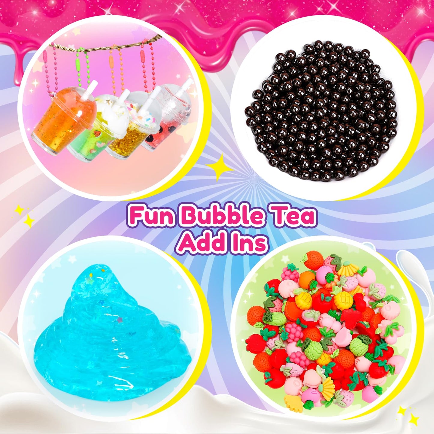 Trubic 46PCS Slime Boba Tea Kit – DIY Pretend Play for Kids 8-12