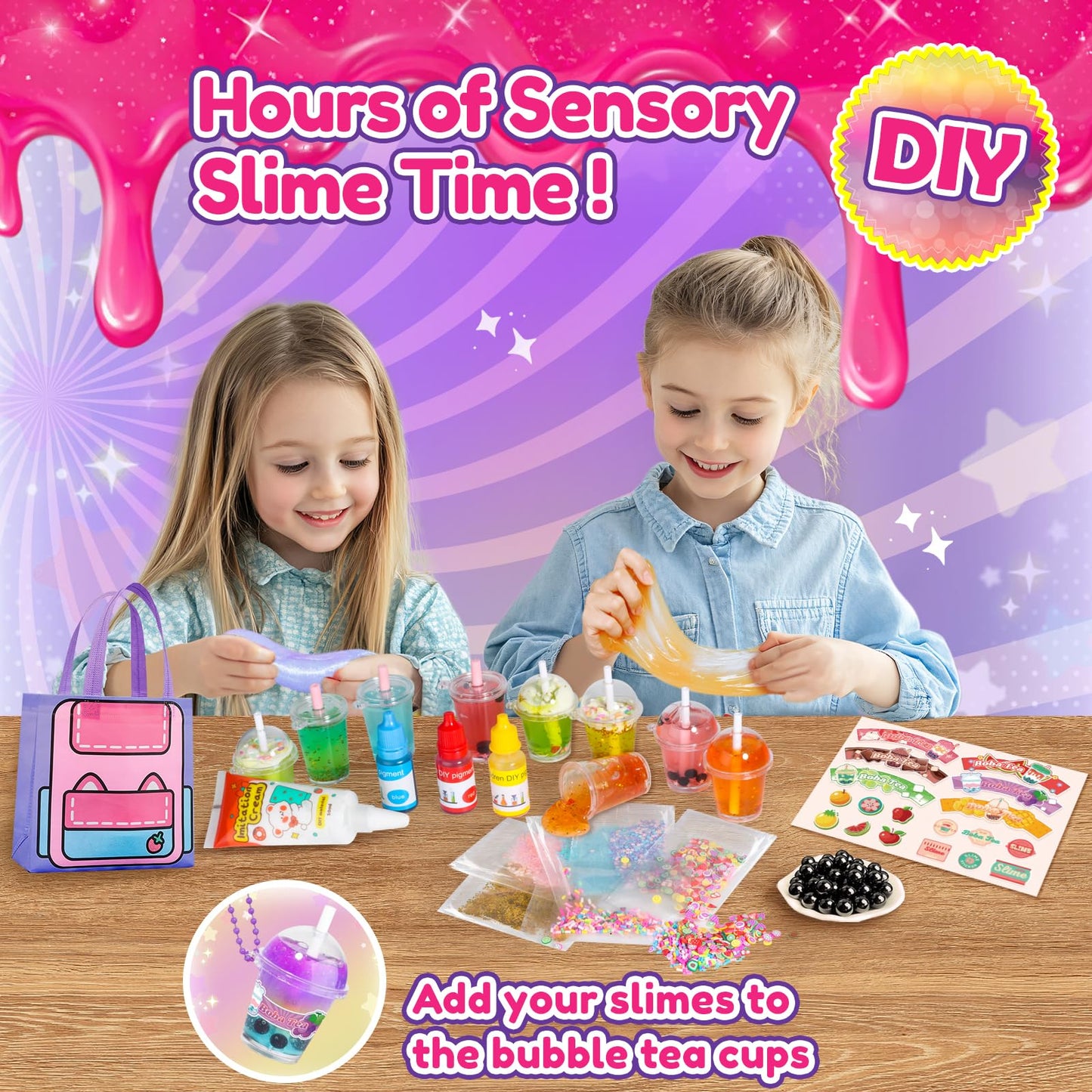 Trubic 46PCS Slime Boba Tea Kit – DIY Pretend Play for Kids 8-12