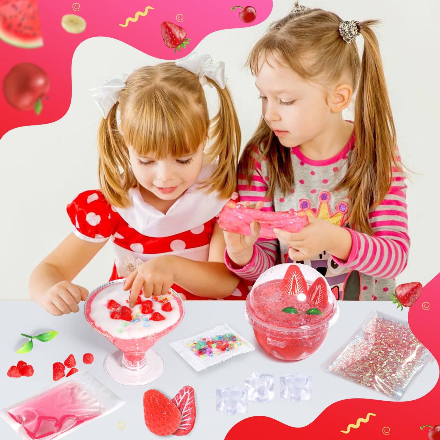 Trubic DIY Strawberry Pink Slime (7 oz) – Crunchy, Mess-Free Handmade Slime for Kids