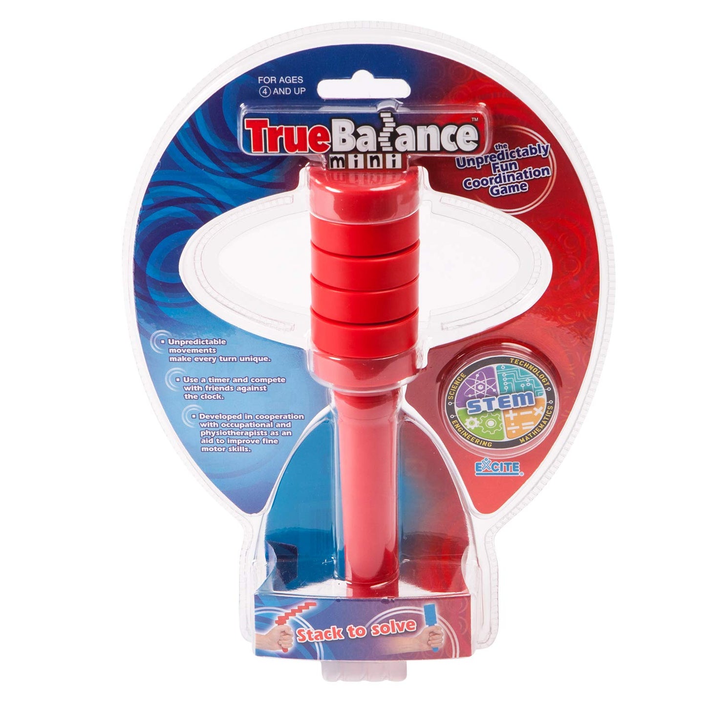 TrueBalance – Portable Balance Game for All Ages | Boost Focus, Coordination & Fine Motor Skills | Mini Red