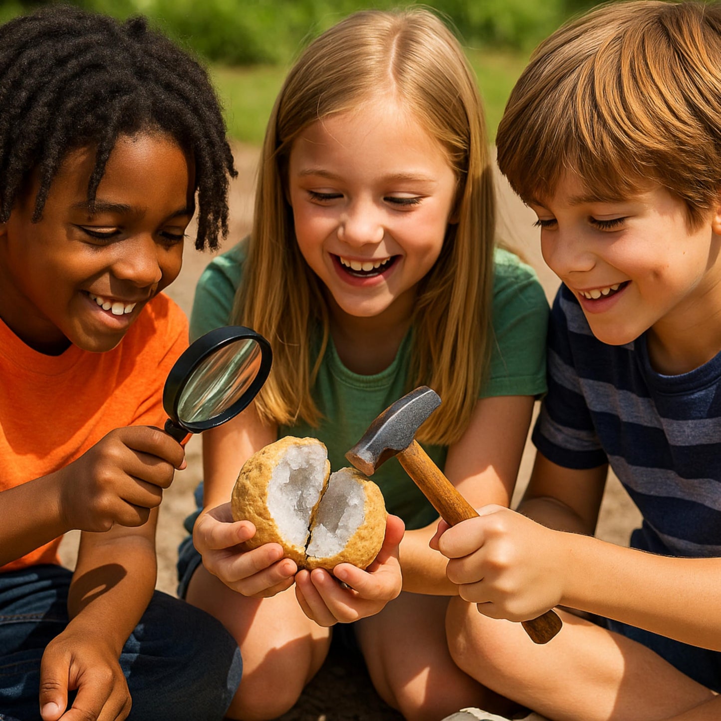 TruEnergy Geodes for Kids Break Open Science Kit – 20 Natural Crystal Geodes, Magnifying Glass & Learning Guide
