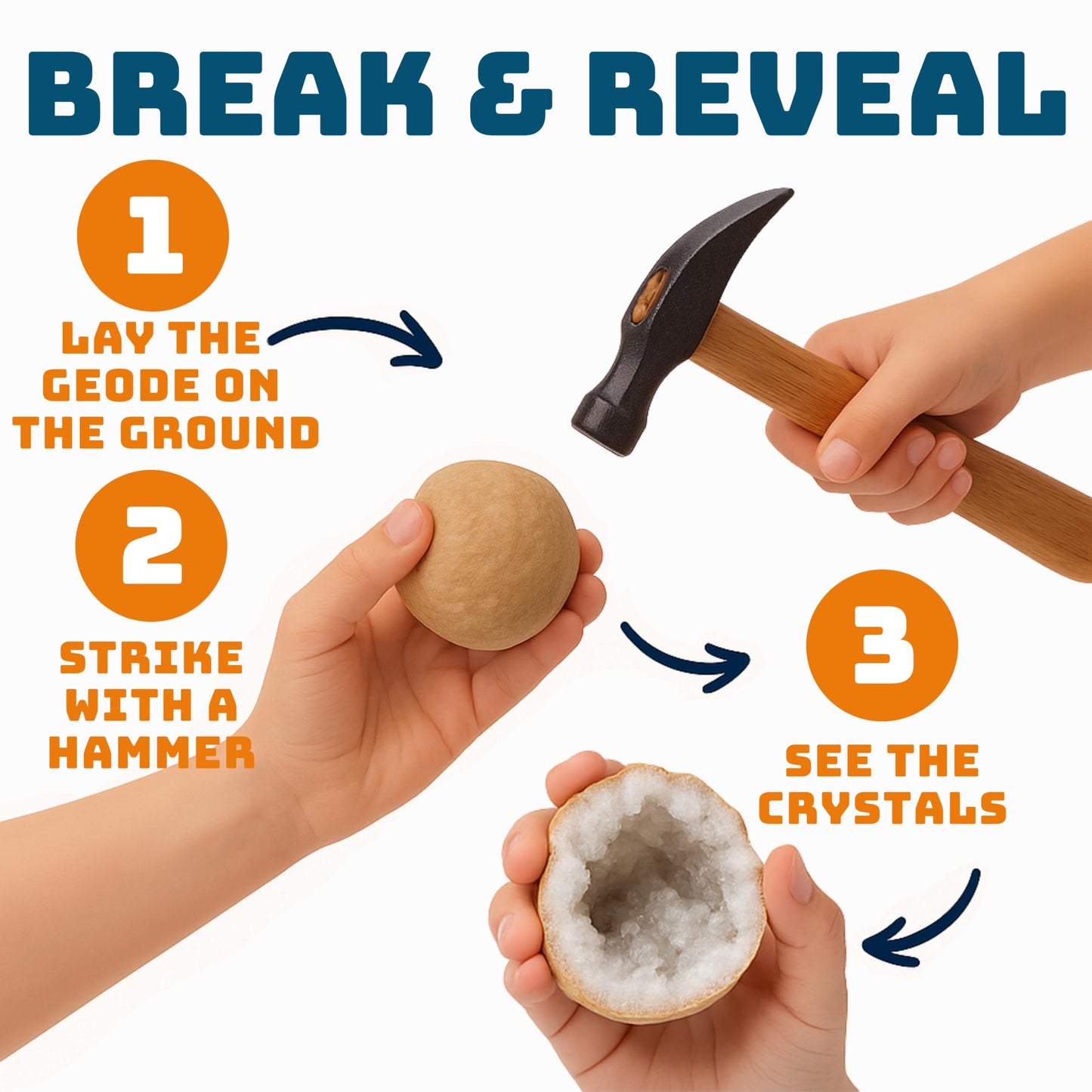 TruEnergy Geodes for Kids Break Open Science Kit – 20 Natural Crystal Geodes, Magnifying Glass & Learning Guide