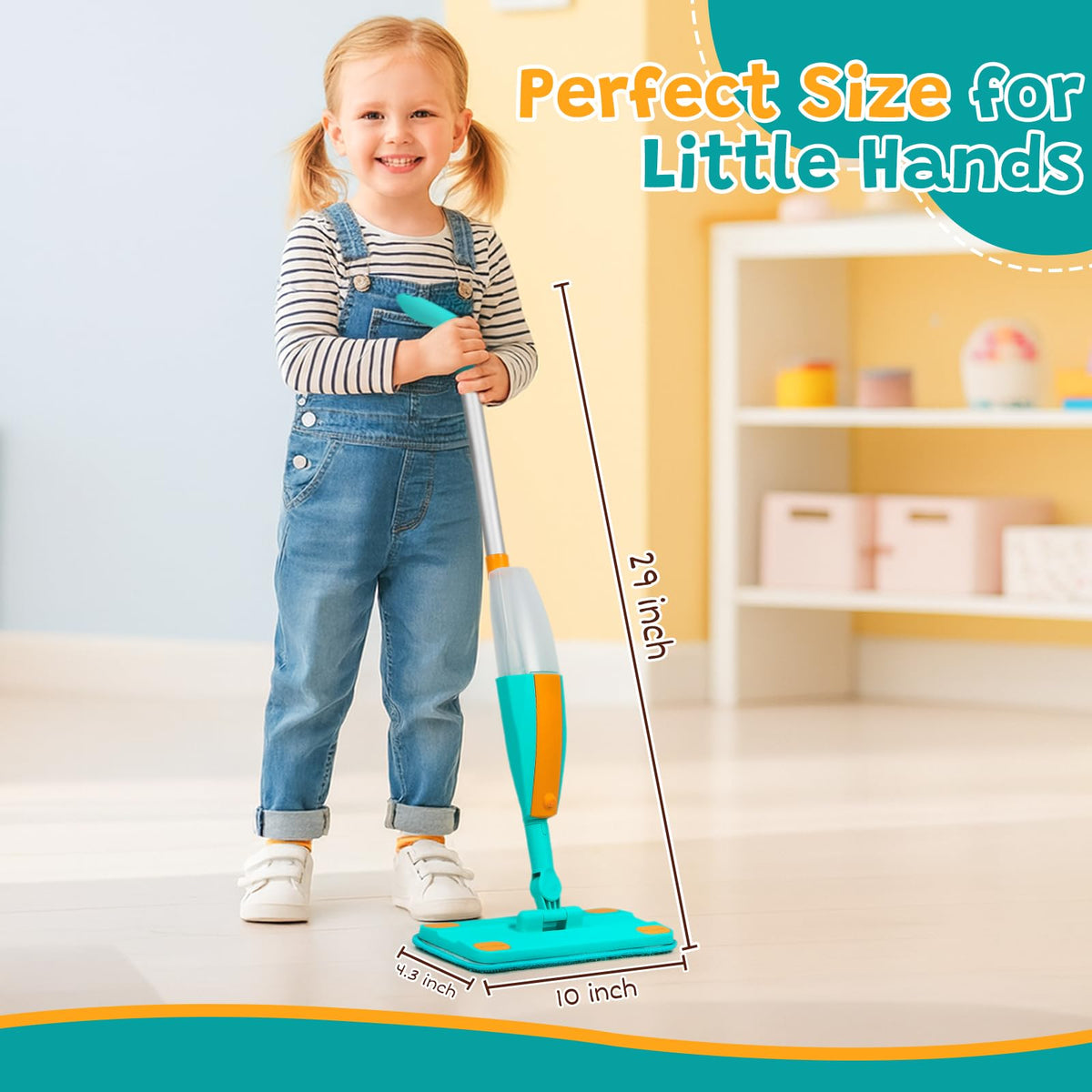 TrueYee Kids Spray Mop with Real Sprayer & Washable Pads