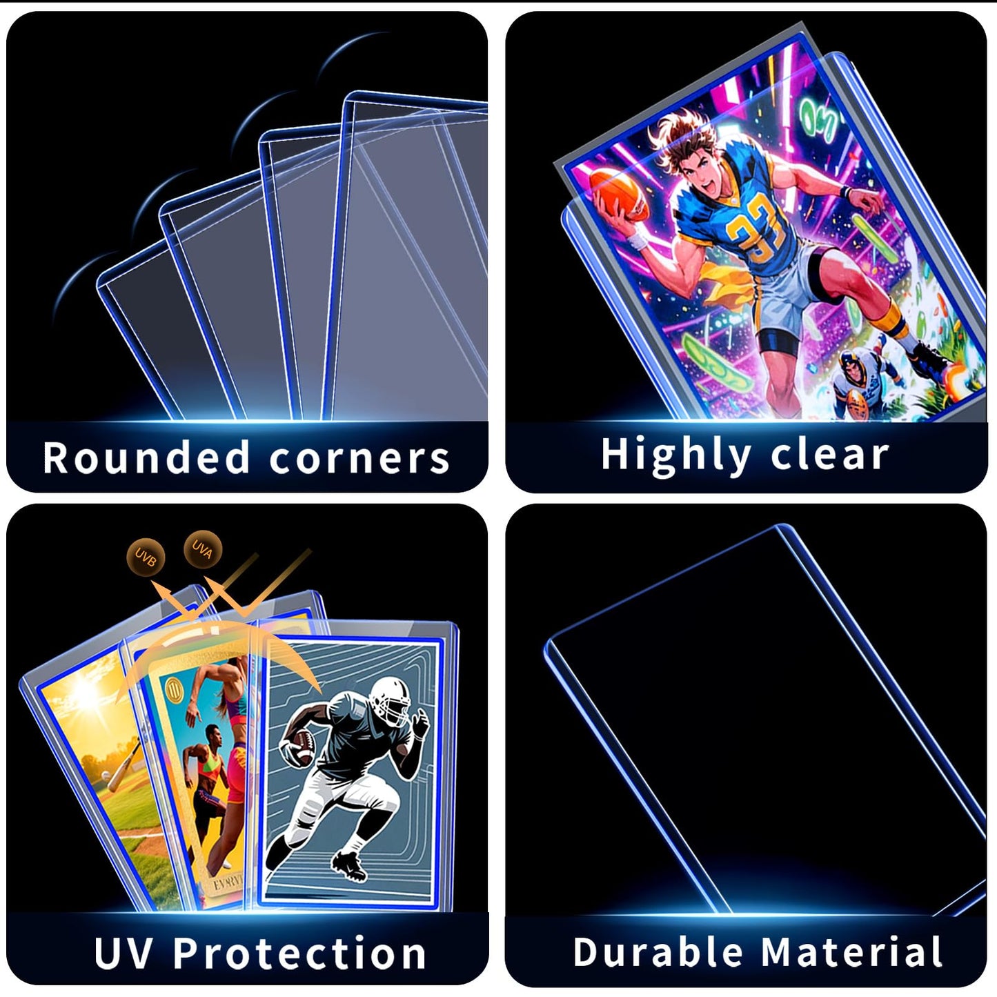 TRUGQ 2000 Card Sleeves Top Loaders – 3x4 Card Protectors (1000 Hard + 1000 Soft)