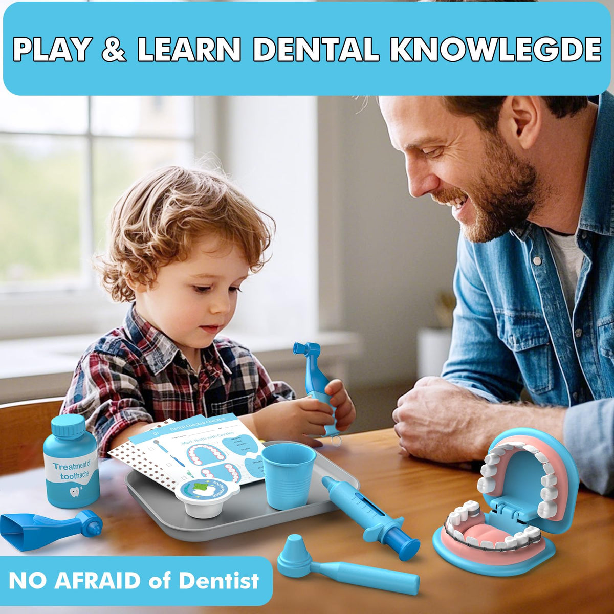 Trulloyoo Dentist Play Set for Toddlers 3-5 | Pretend Dentist Kit Toy