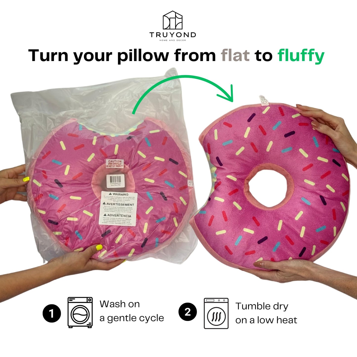 TRUYOND Donut Pillow for Ear Piercings – Comfort for Side Sleepers (Pink Icing)