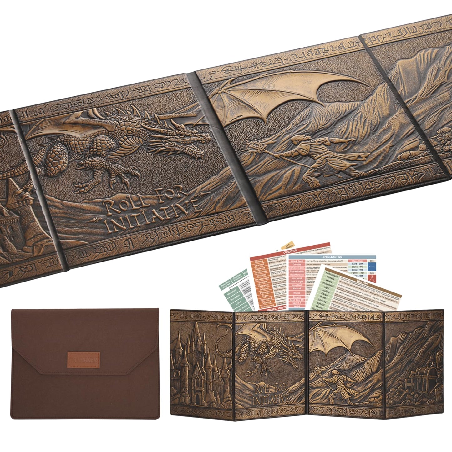 Trymaker DM Screen 5e – Faux Leather GM Screen for D&D Adventures