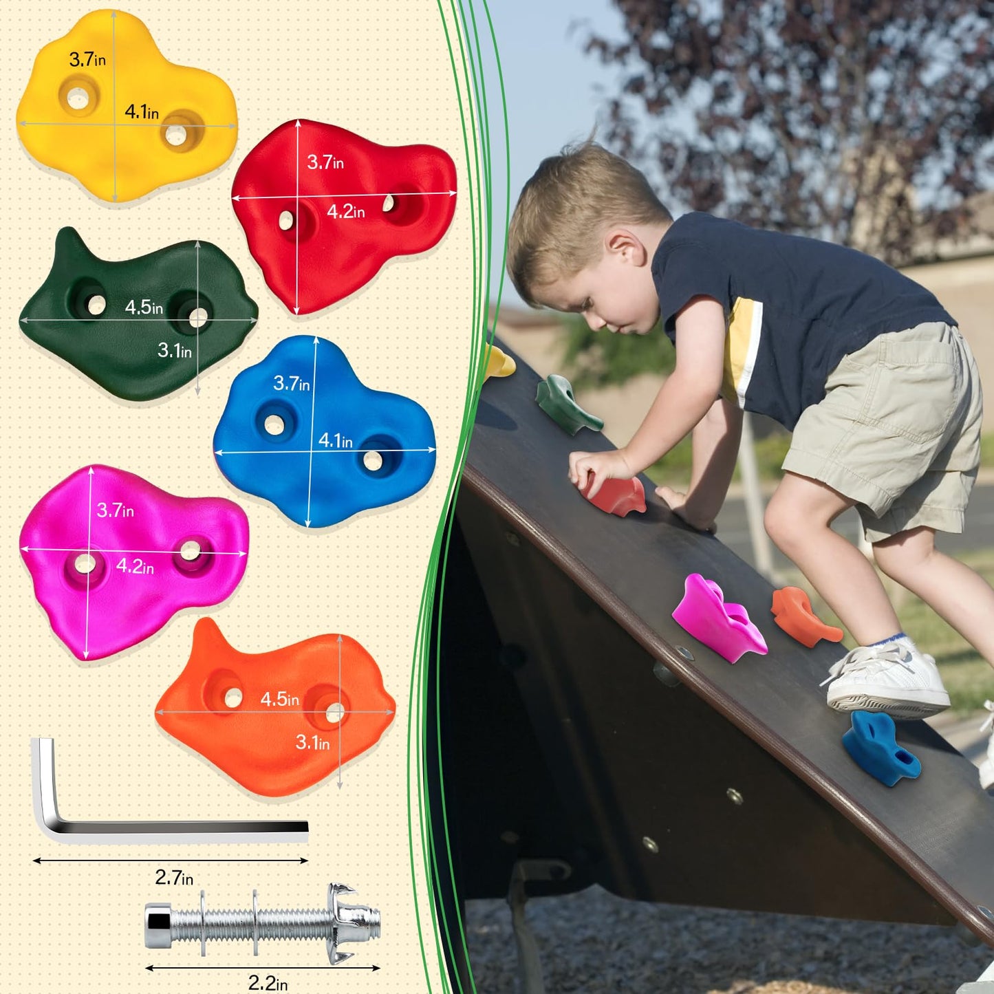 Trymaker Rock Climbing Holds – 15-Piece Indoor/Outdoor Set for Kids & Adults