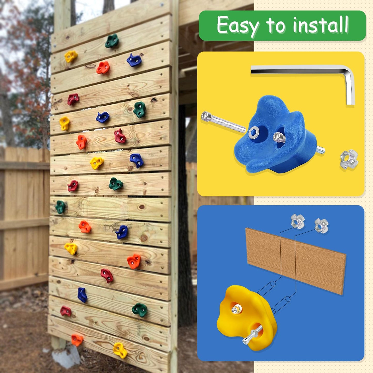 Trymaker Rock Climbing Holds – 15-Piece Indoor/Outdoor Set for Kids & Adults