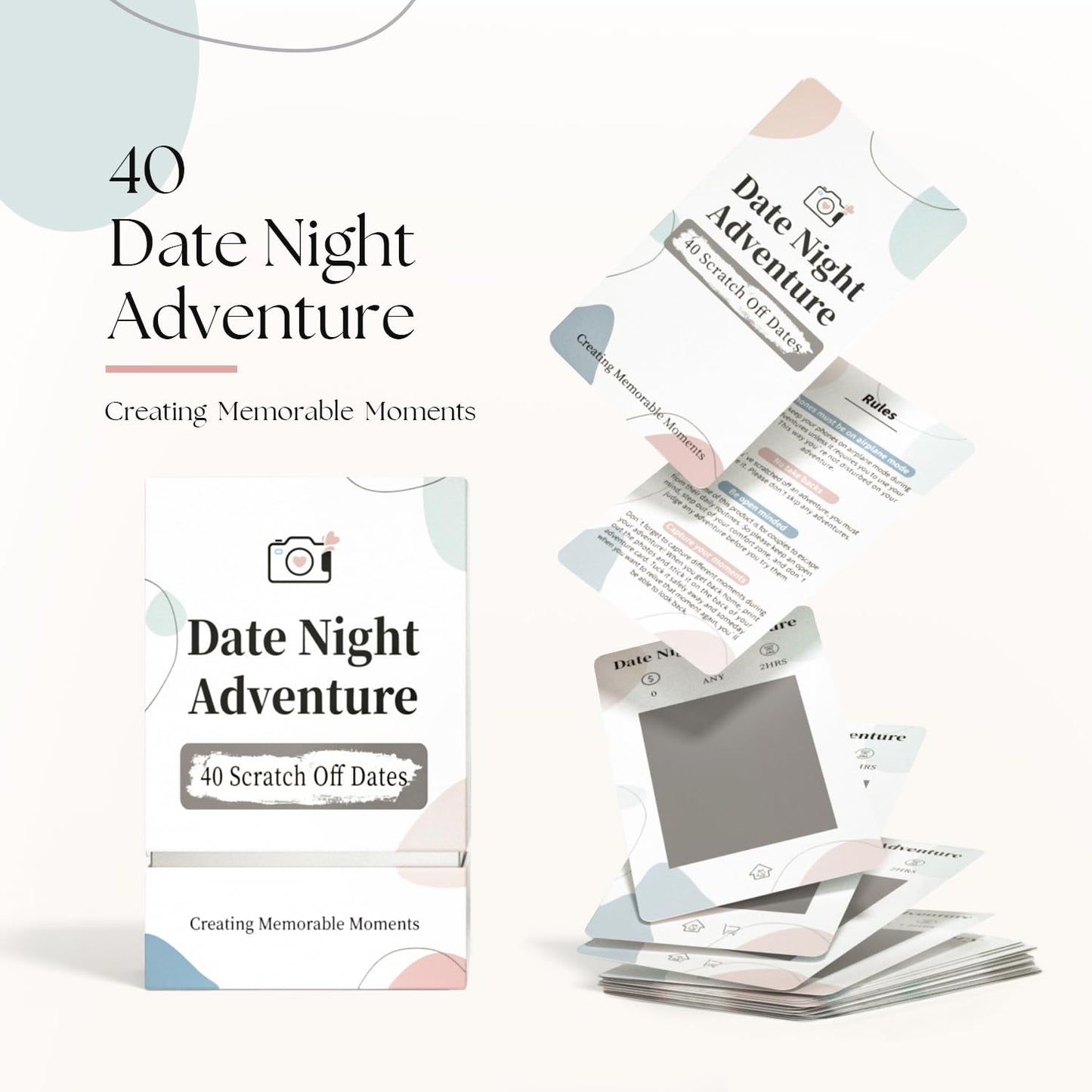 Tryuunion 40 Fun Date Night Scratch Off Cards for Couples