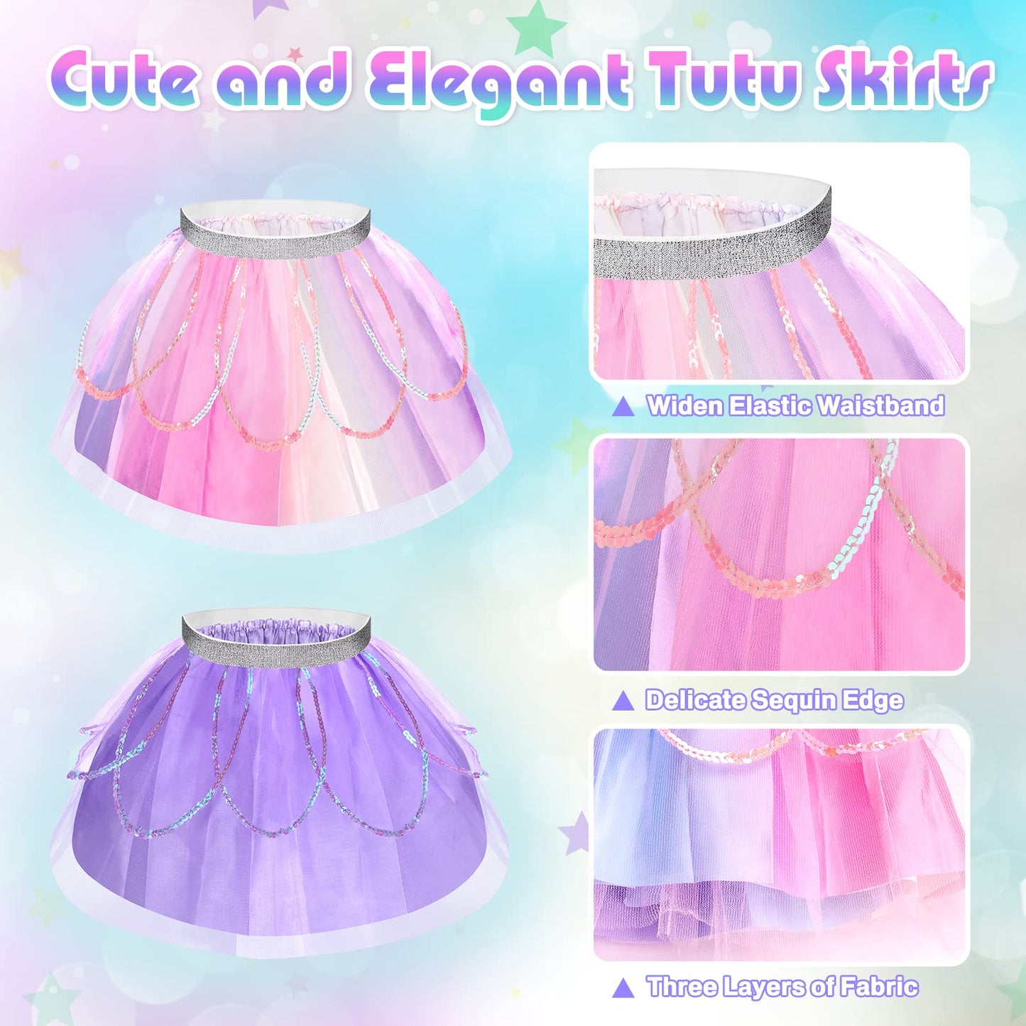 TSDATOWR Princess Dress Up Kit for Girls 3-6 – Unicorn Wings, Flower Tutus, Jewelry & Shoes