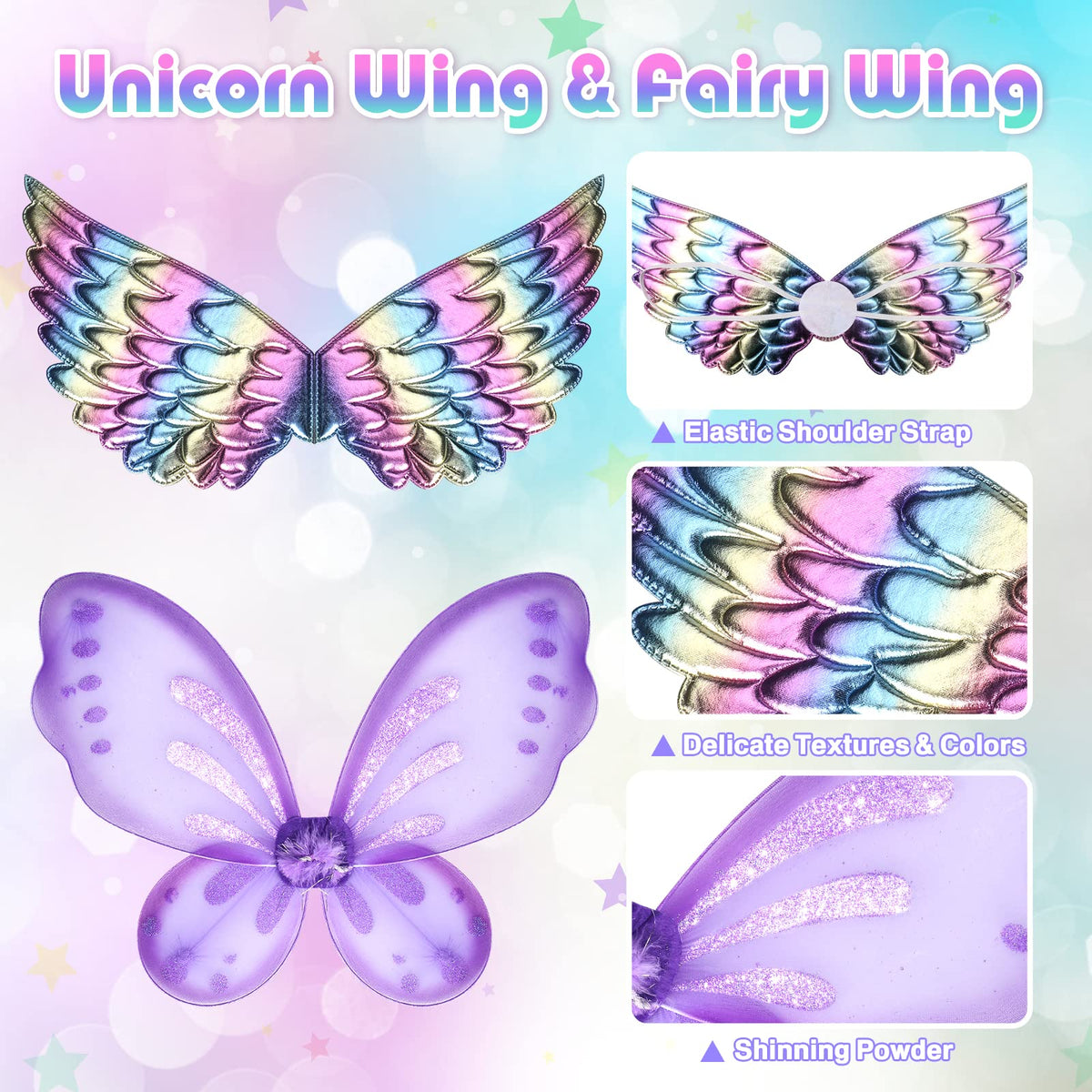 TSDATOWR Princess Dress Up Kit for Girls 3-6 – Unicorn Wings, Flower Tutus, Jewelry & Shoes