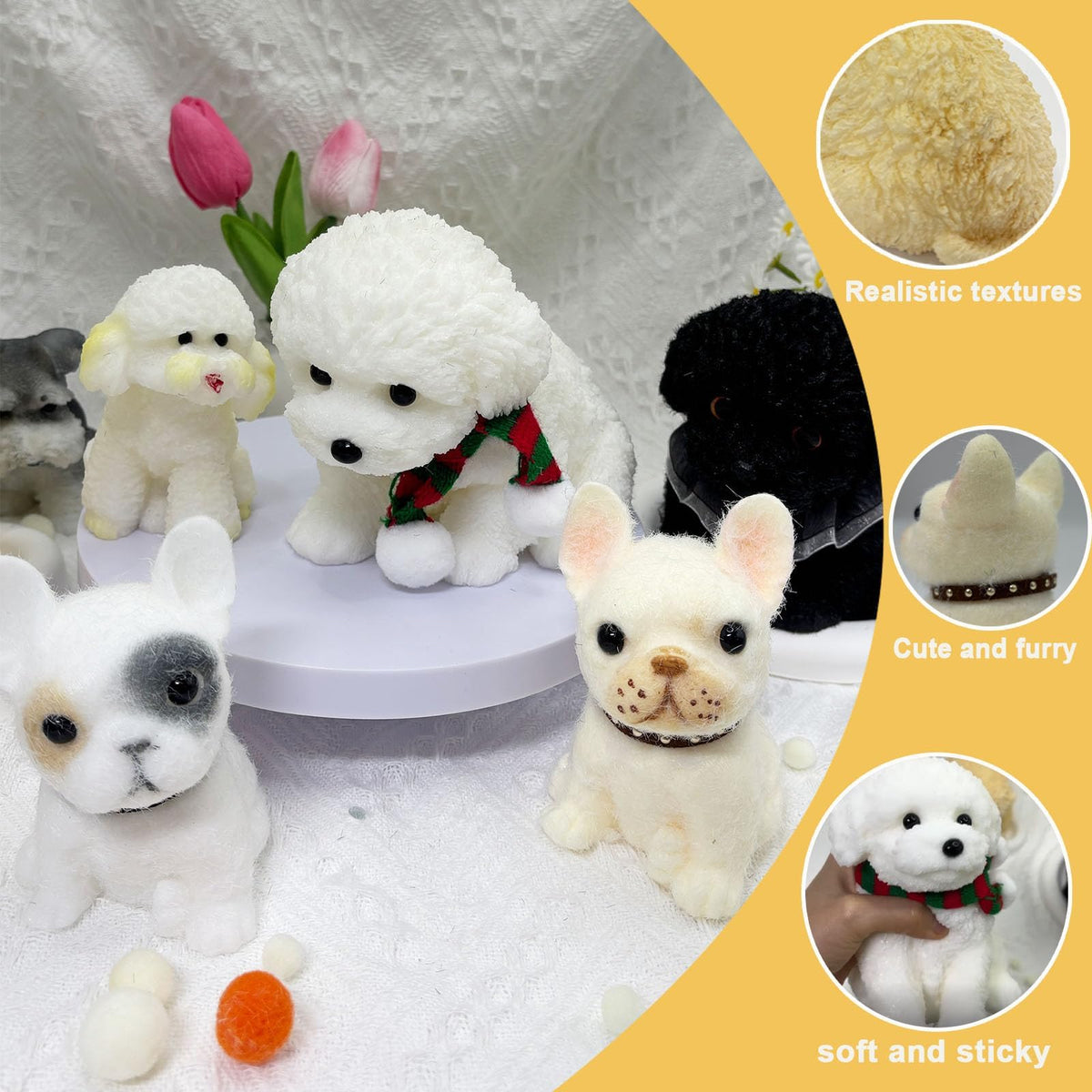 TSFGDYL Big Squishy Dog – Handmade Ultra-Soft Silicone Relief Toy (Cream Teddy)