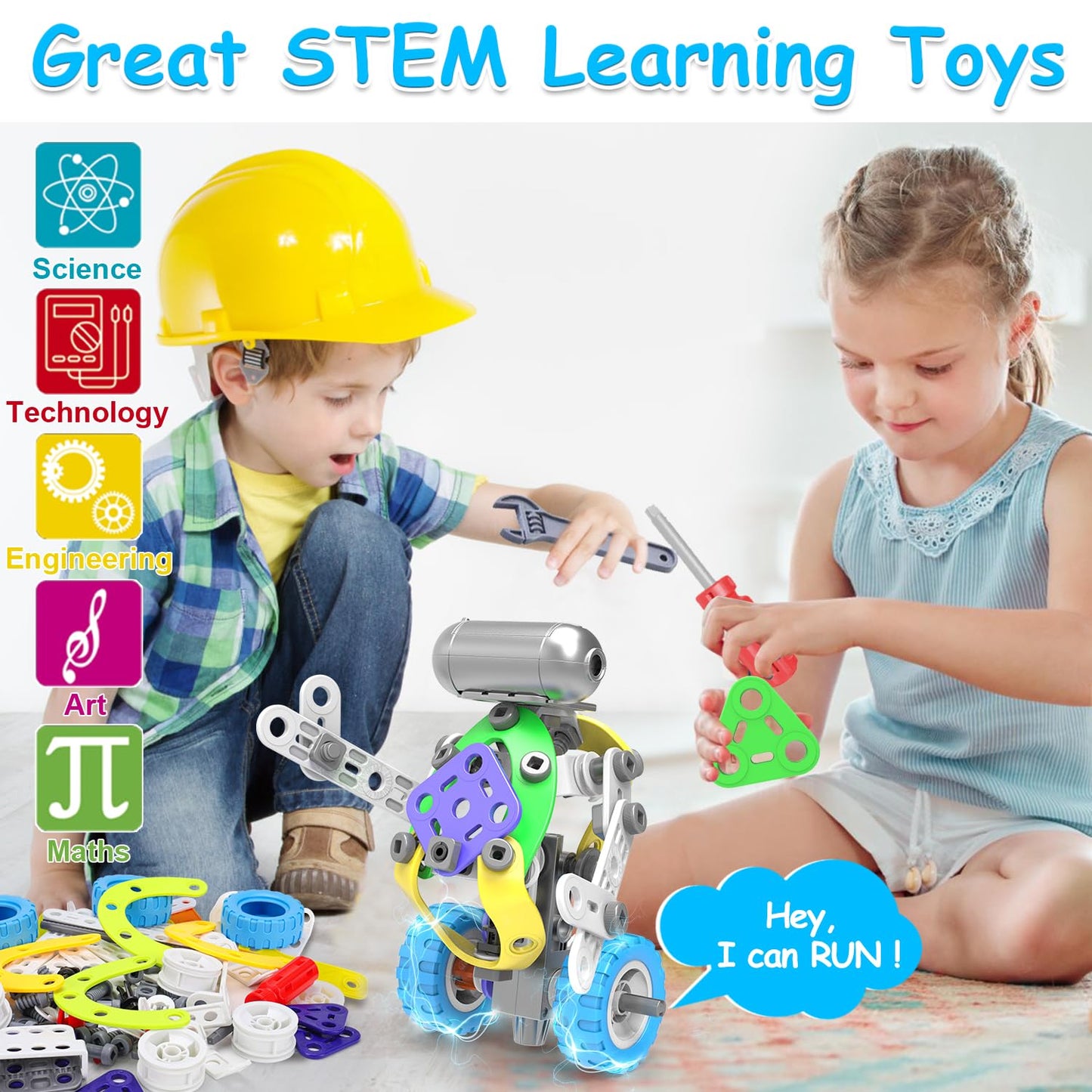 Tsomtto 10-in-1 Electric STEM Toys for Kids Aged 4-12 | Build Robots, Planes & More
