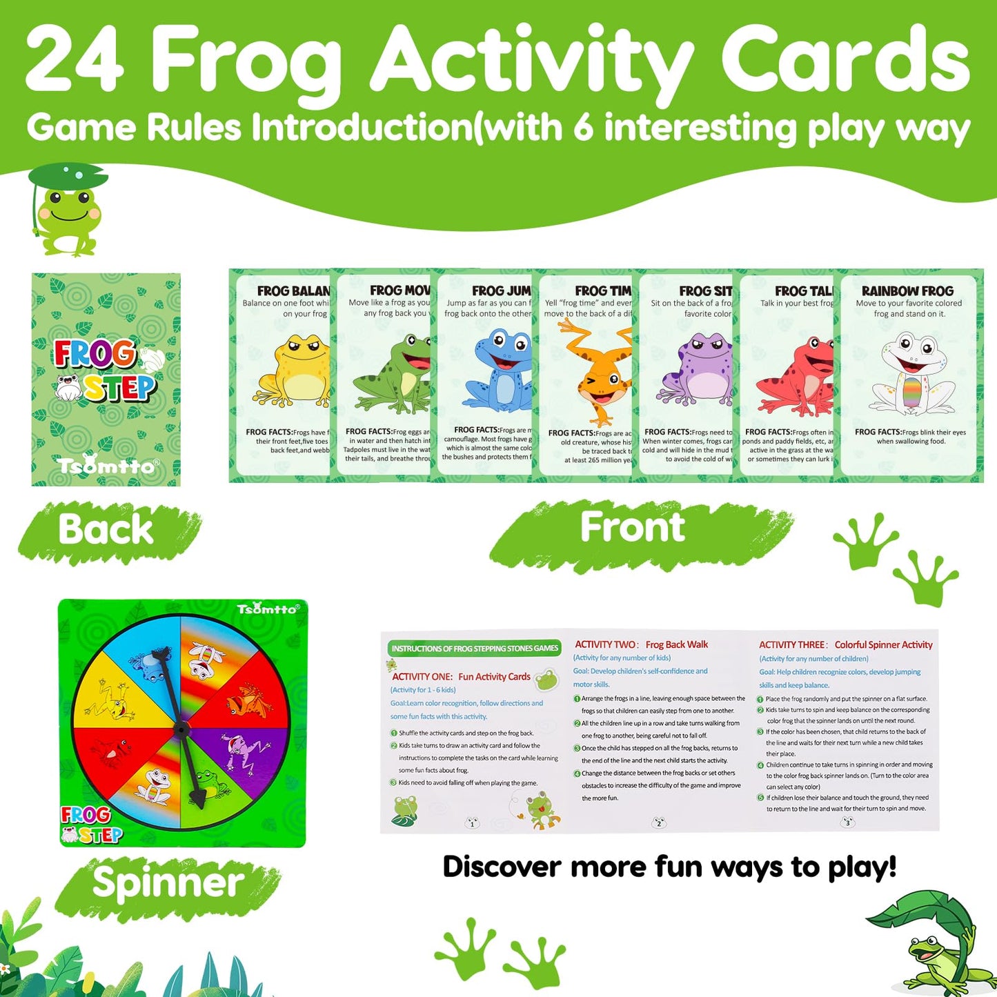 Tsomtto 6-Piece Light-Up Frog Stepping Stones for Kids (Ages 3-8)