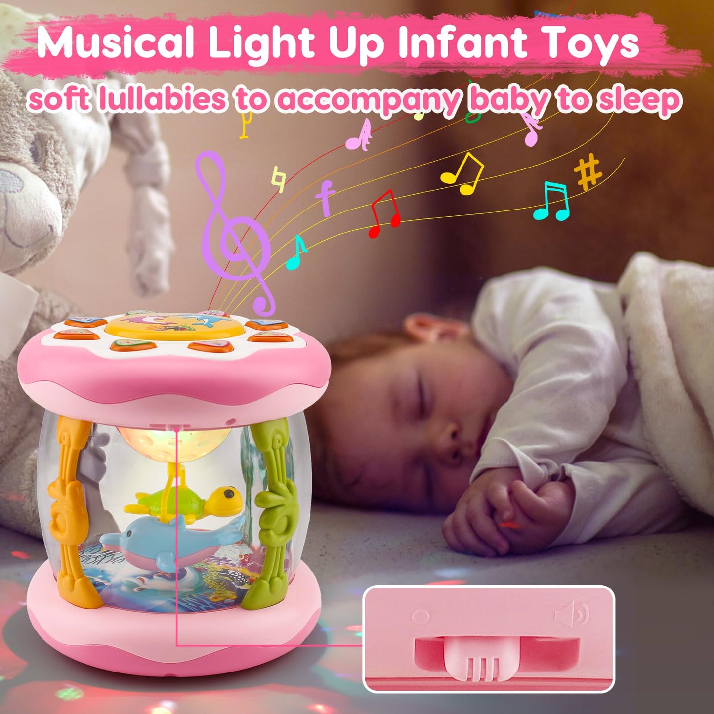 Tsomtto Ocean Projector Baby Toy – Light Up Musical Tummy Time for 0-6 Months