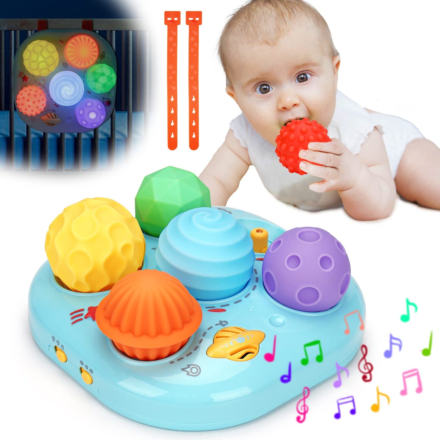 Tsomtto Baby Musical Light-Up Toys | Sensory Montessori Balls for 0-24 Months