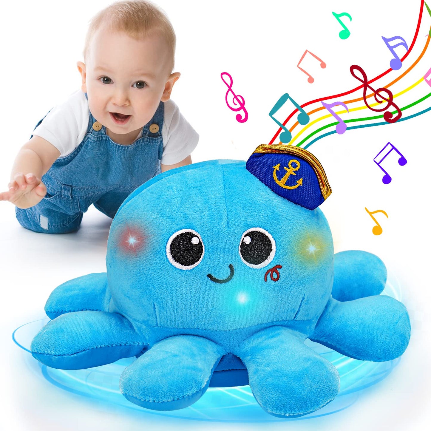 Tsomtto Musical Octopus Crawling Toy – Light Up, Voice Control & Dancing for Babies