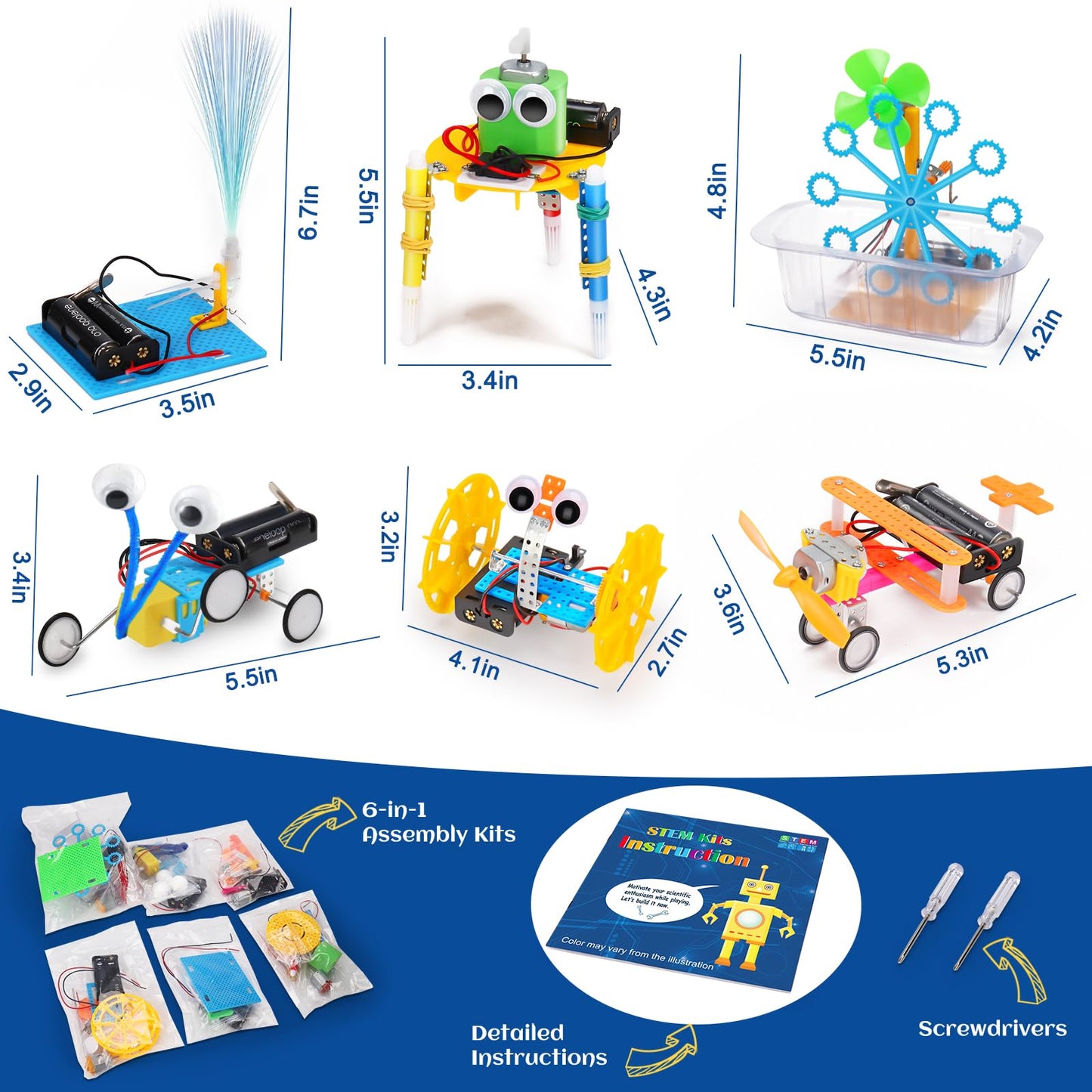 Tsomtto STEM Robotics Kit 6-Set – 6 Robot Builds for Kids Ages 5-12