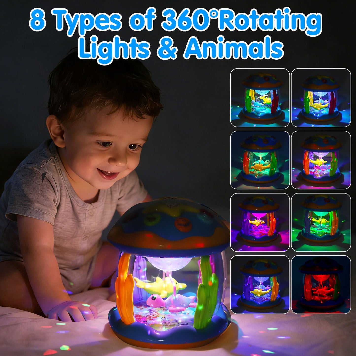 Tsomtto Ocean Rotating Projector Toy for Infants 0-12 Months – Light & Music