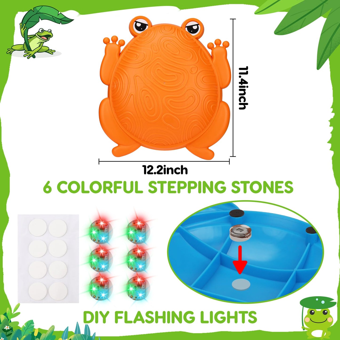 Tsomtto 6-Piece Light-Up Frog Stepping Stones for Kids (Ages 3-8)