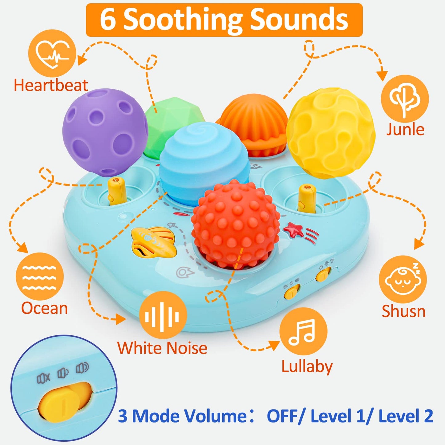 Tsomtto Baby Musical Light-Up Toys | Sensory Montessori Balls for 0-24 Months