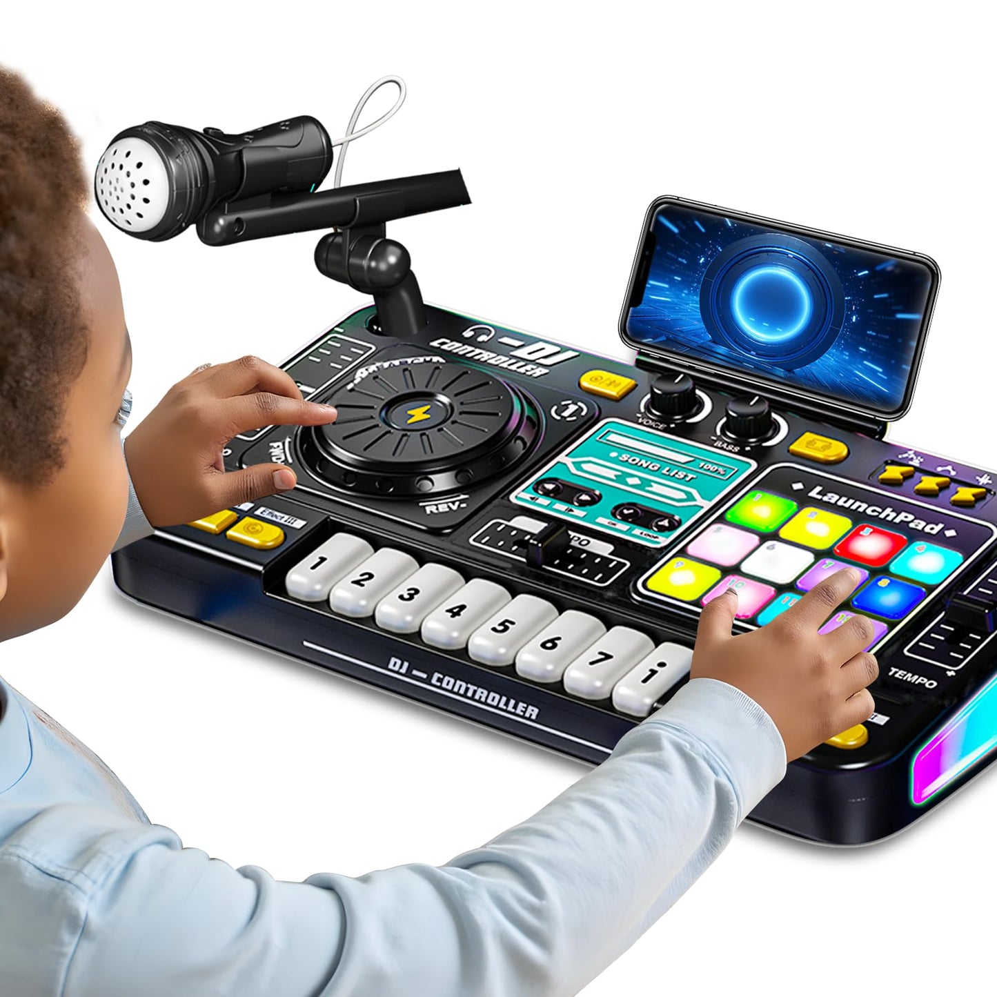 Tsomtto Kids DJ Mixer Table Toy with LED Lights | Interactive Musical Instrument for Ages 3-7