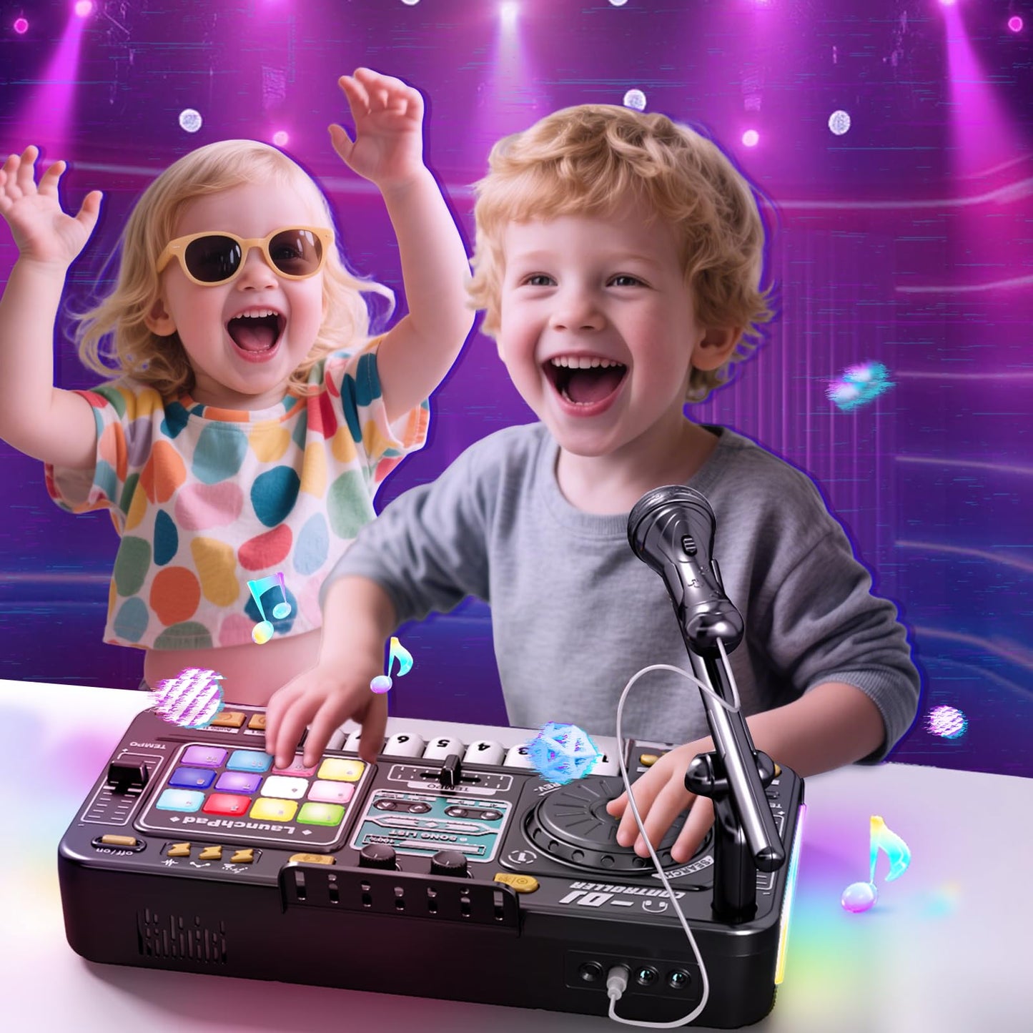 Tsomtto Kids DJ Mixer Table Toy with LED Lights | Interactive Musical Instrument for Ages 3-7
