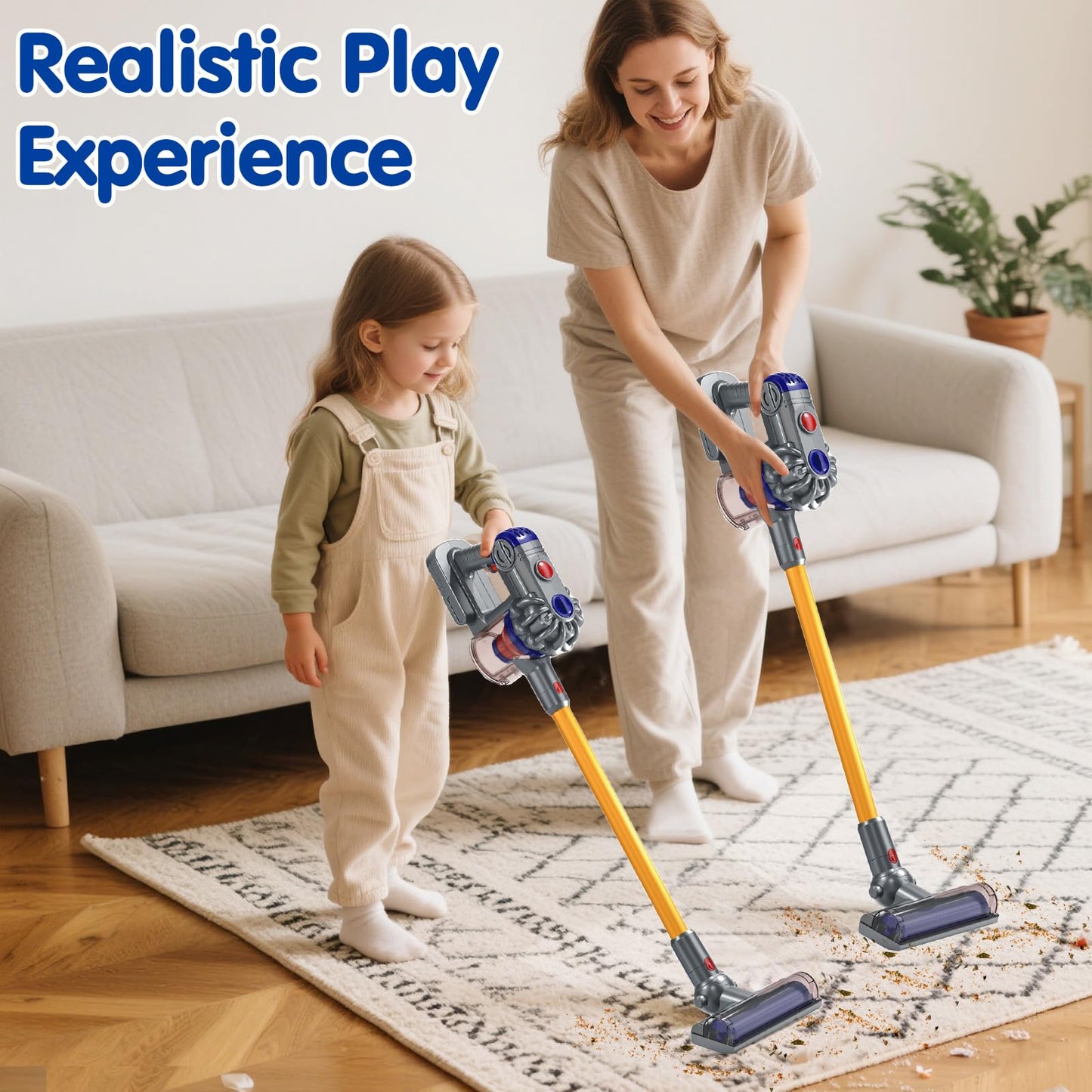 Tsomtto Kids Vacuum That Really Works - 3-in-1 Cleaning Toy Set for Ages 3-7
