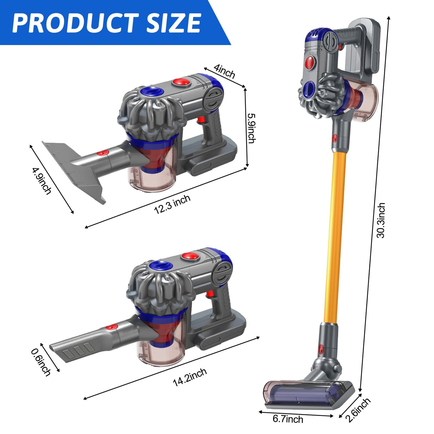 Tsomtto Kids Vacuum That Really Works - 3-in-1 Cleaning Toy Set for Ages 3-7