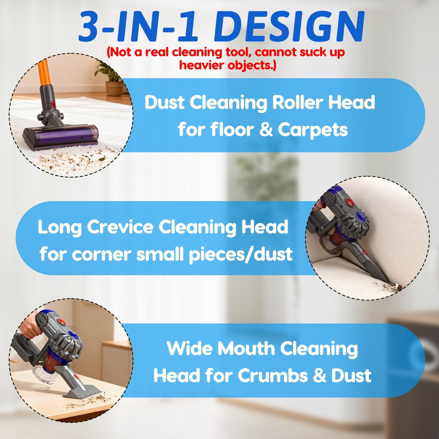 Tsomtto Kids Vacuum That Really Works - 3-in-1 Cleaning Toy Set for Ages 3-7