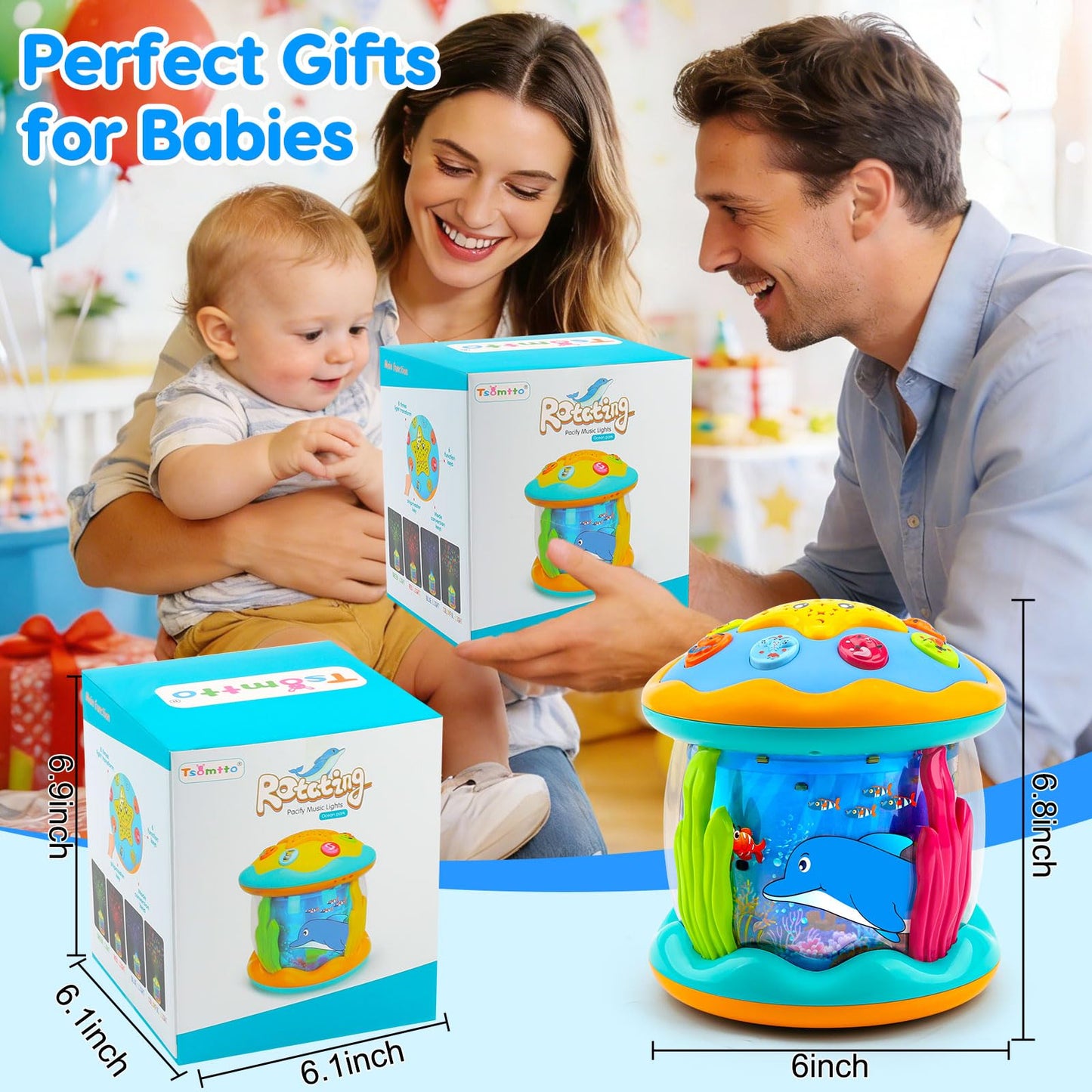 Tsomtto Ocean Projector Baby Toy – Light Up Musical Toy for 6-12 Months