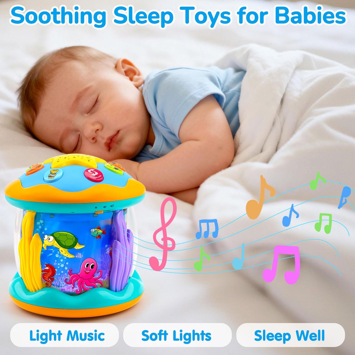 Tsomtto Ocean Projector Baby Toy – Light Up Musical Toy for 6-12 Months