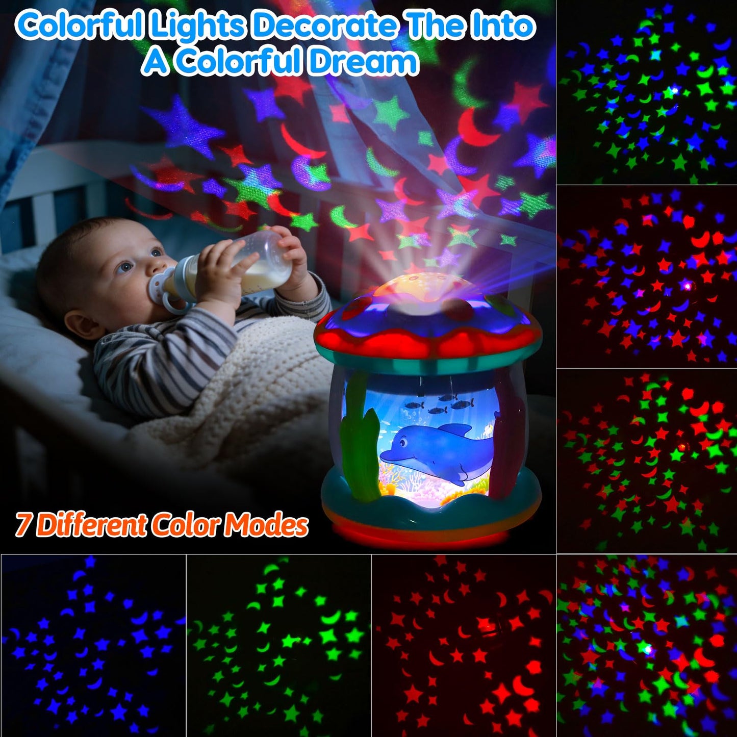 Tsomtto Ocean Projector Baby Toy – Light Up Musical Toy for 6-12 Months