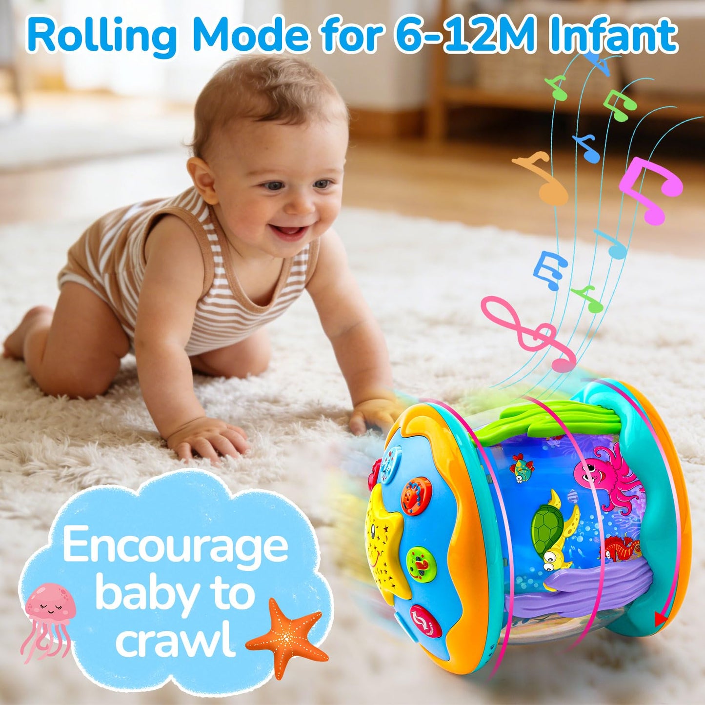 Tsomtto Ocean Projector Baby Toy – Light Up Musical Toy for 6-12 Months