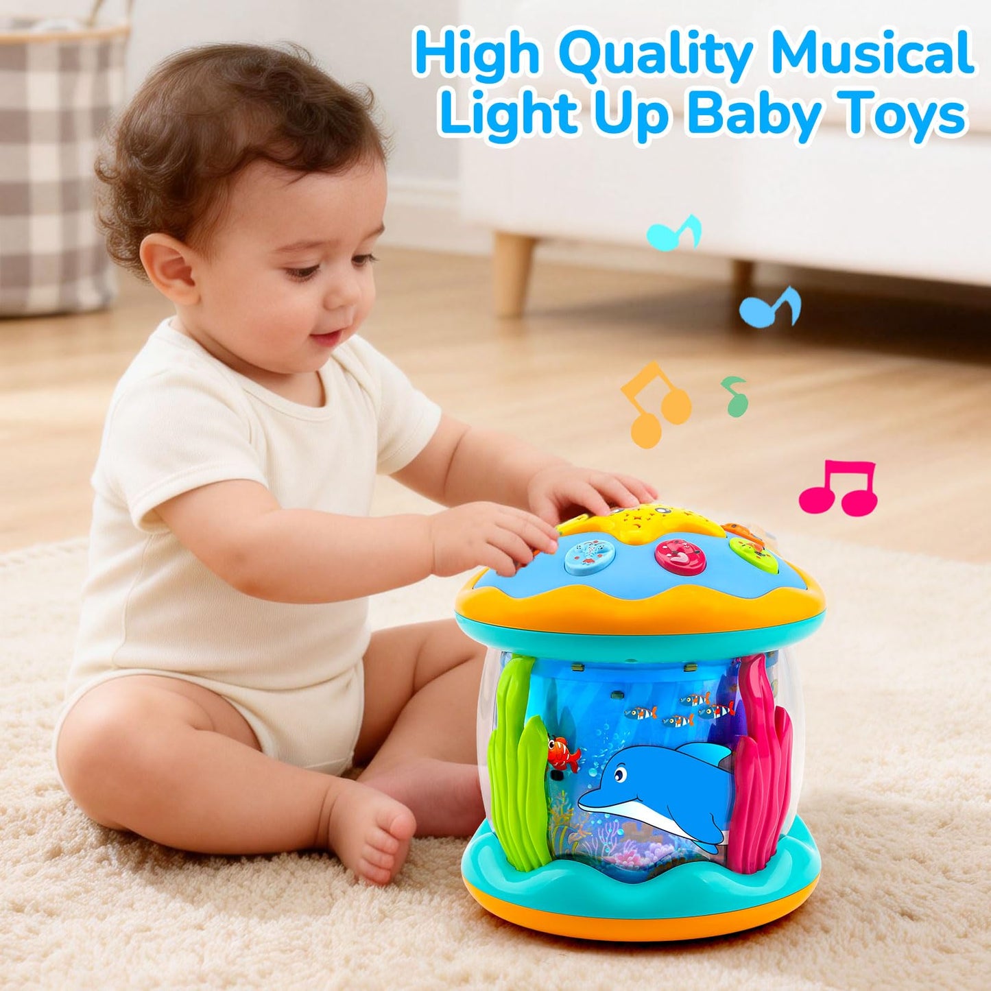 Tsomtto Ocean Projector Baby Toy – Light Up Musical Toy for 6-12 Months