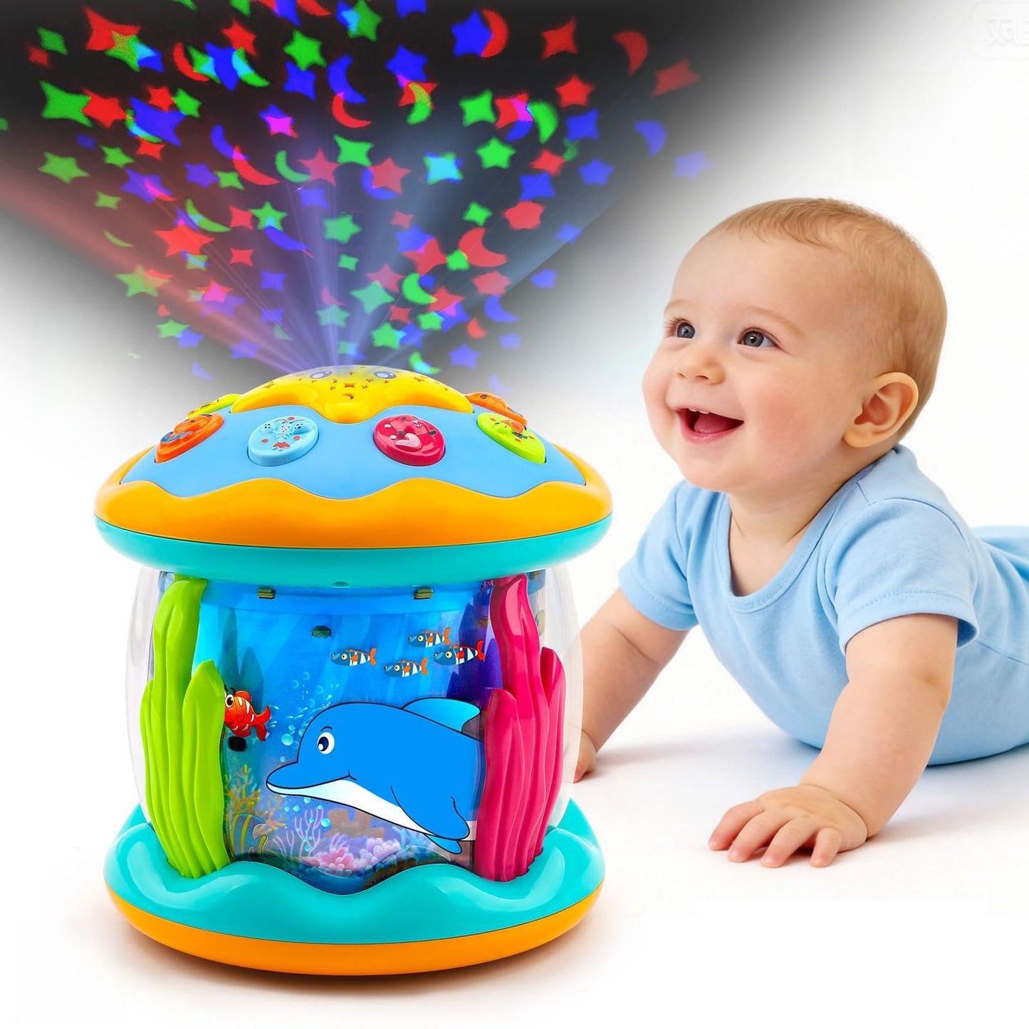 Tsomtto Ocean Projector Baby Toy – Light Up Musical Toy for 6-12 Months