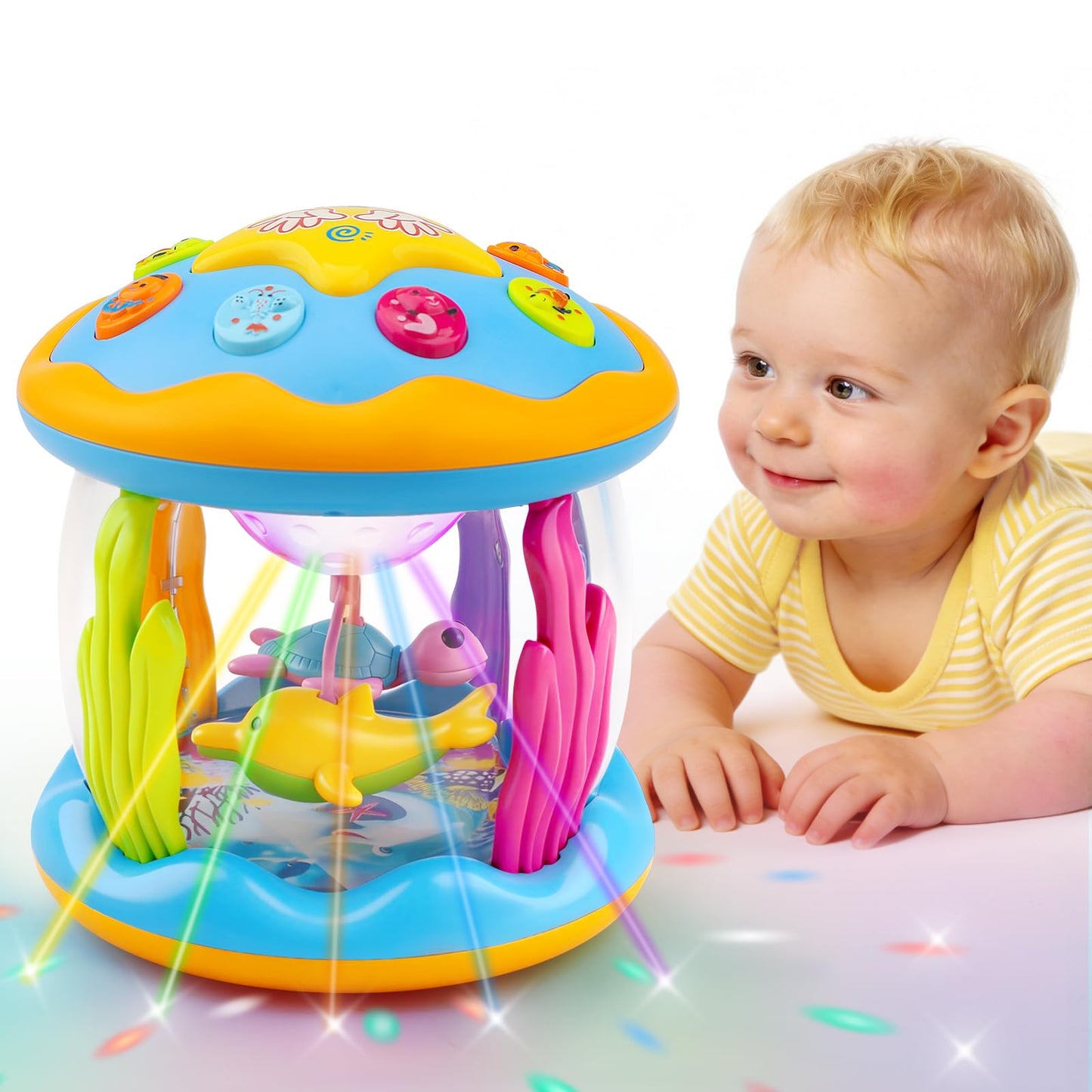 Tsomtto Ocean Rotating Projector Toy for Infants 0-12 Months – Light & Music