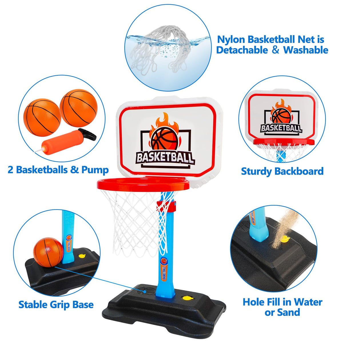 Tsomtto Toddler Basketball Hoop – 7-Height Adjustable Mini Indoor/Outdoor Hoop (Ages 1-3)