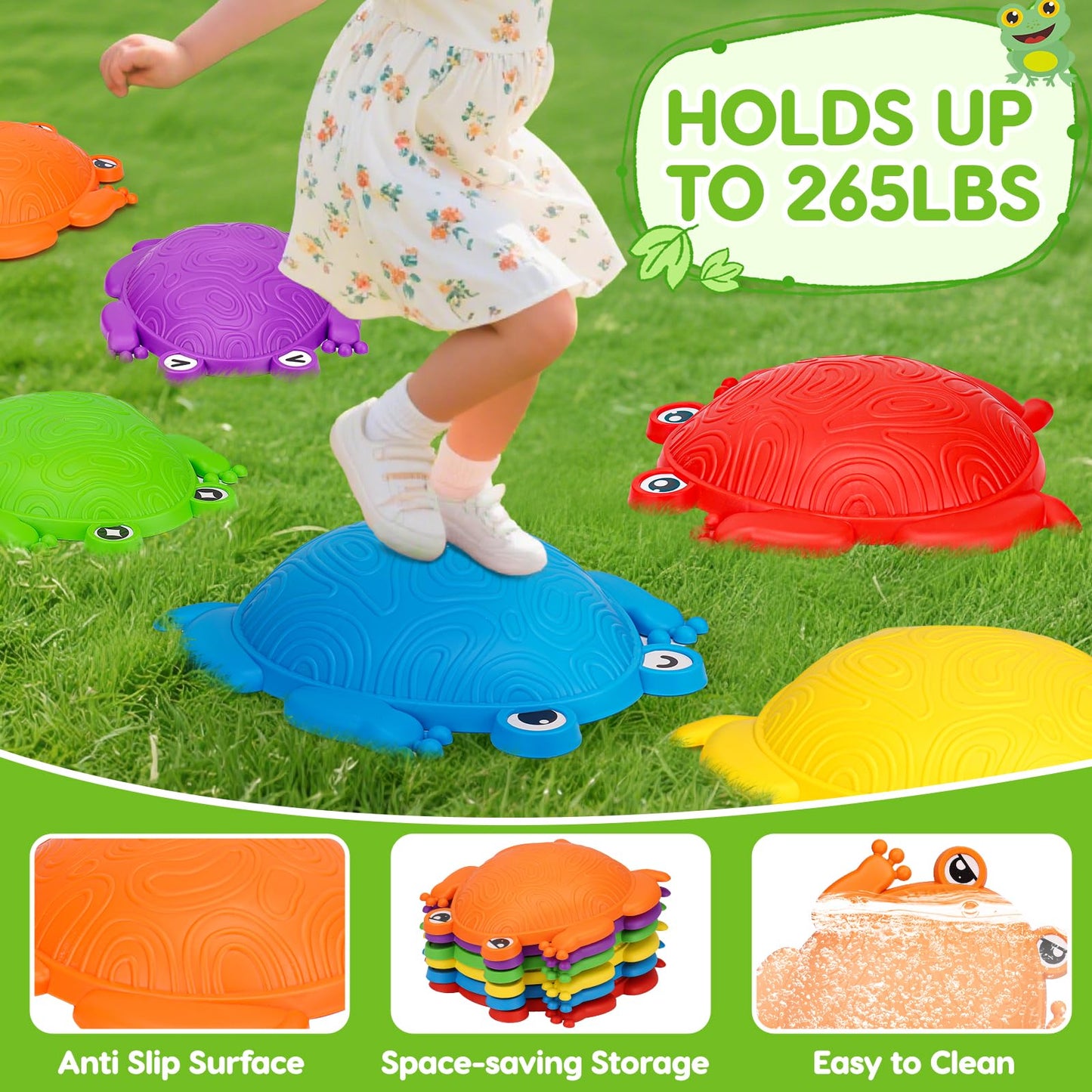 Tsomtto 6-Piece Light-Up Frog Stepping Stones for Kids (Ages 3-8)