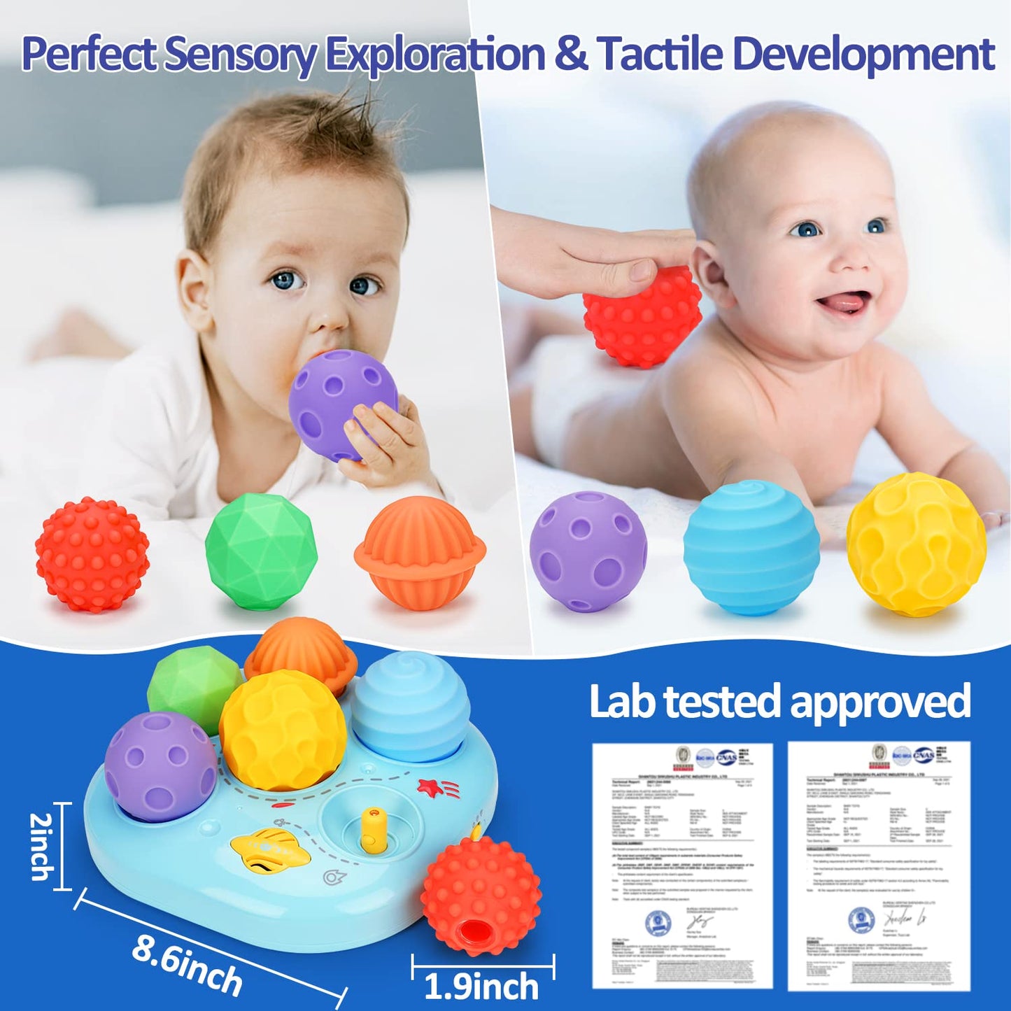 Tsomtto Baby Musical Light-Up Toys | Sensory Montessori Balls for 0-24 Months