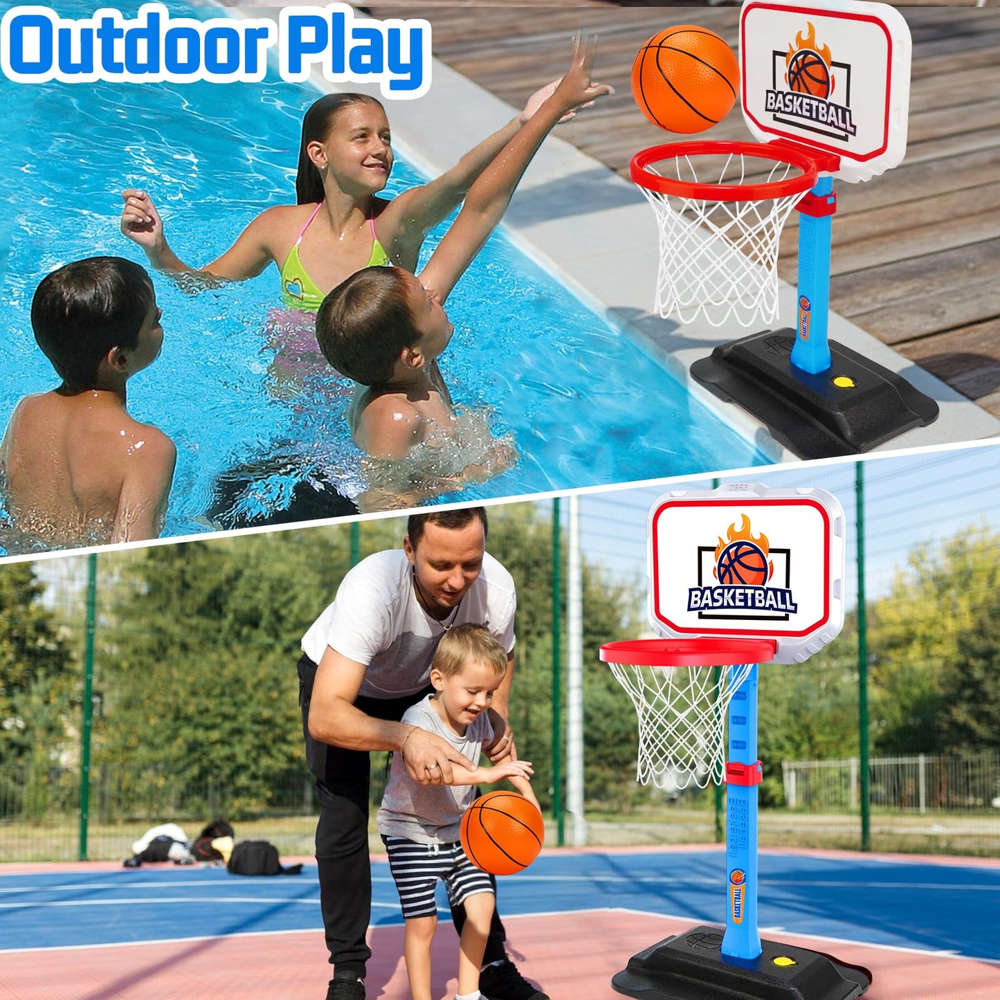 Tsomtto Toddler Basketball Hoop – 7-Height Adjustable Mini Indoor/Outdoor Hoop (Ages 1-3)