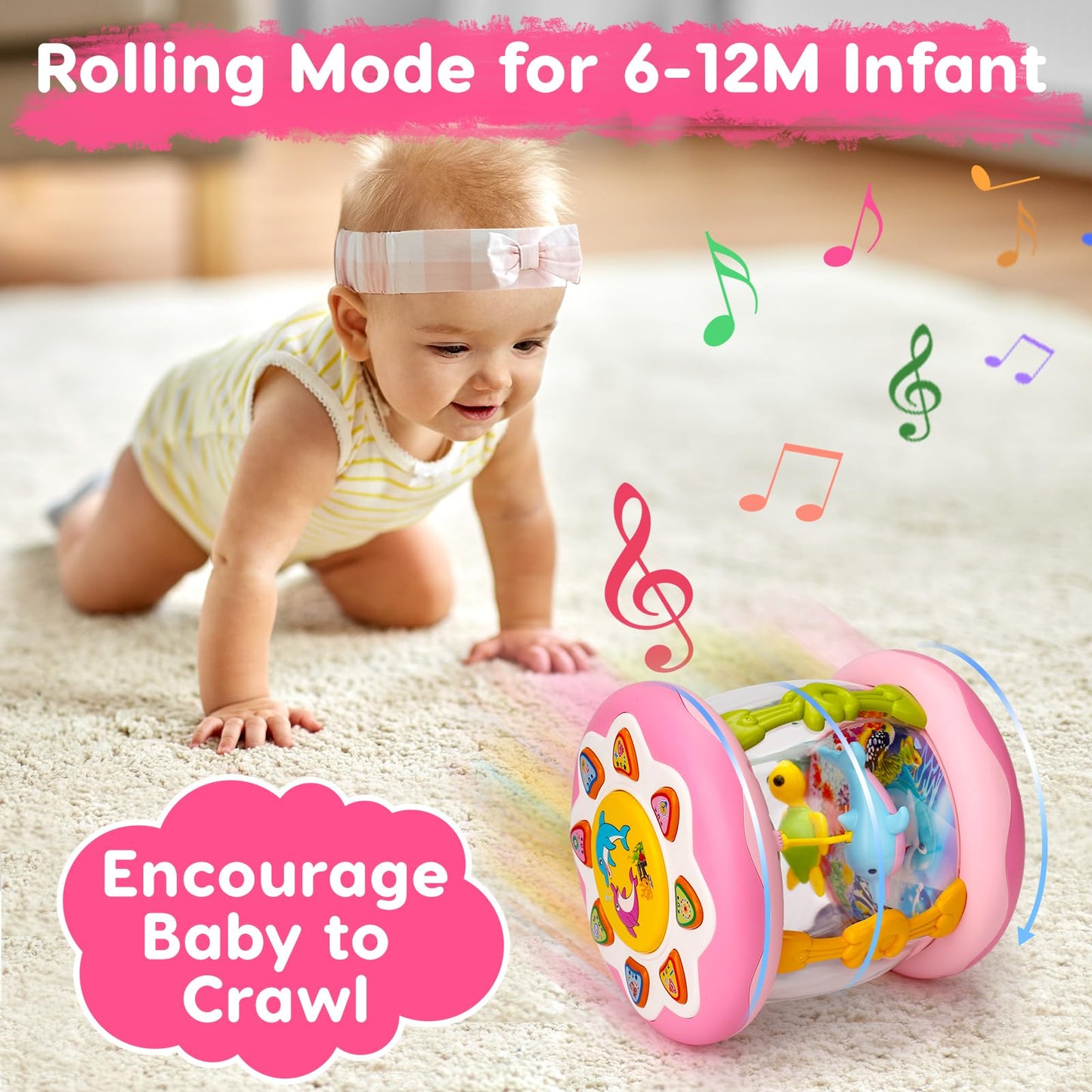 Tsomtto Ocean Projector Baby Toy – Light Up Musical Tummy Time for 0-6 Months