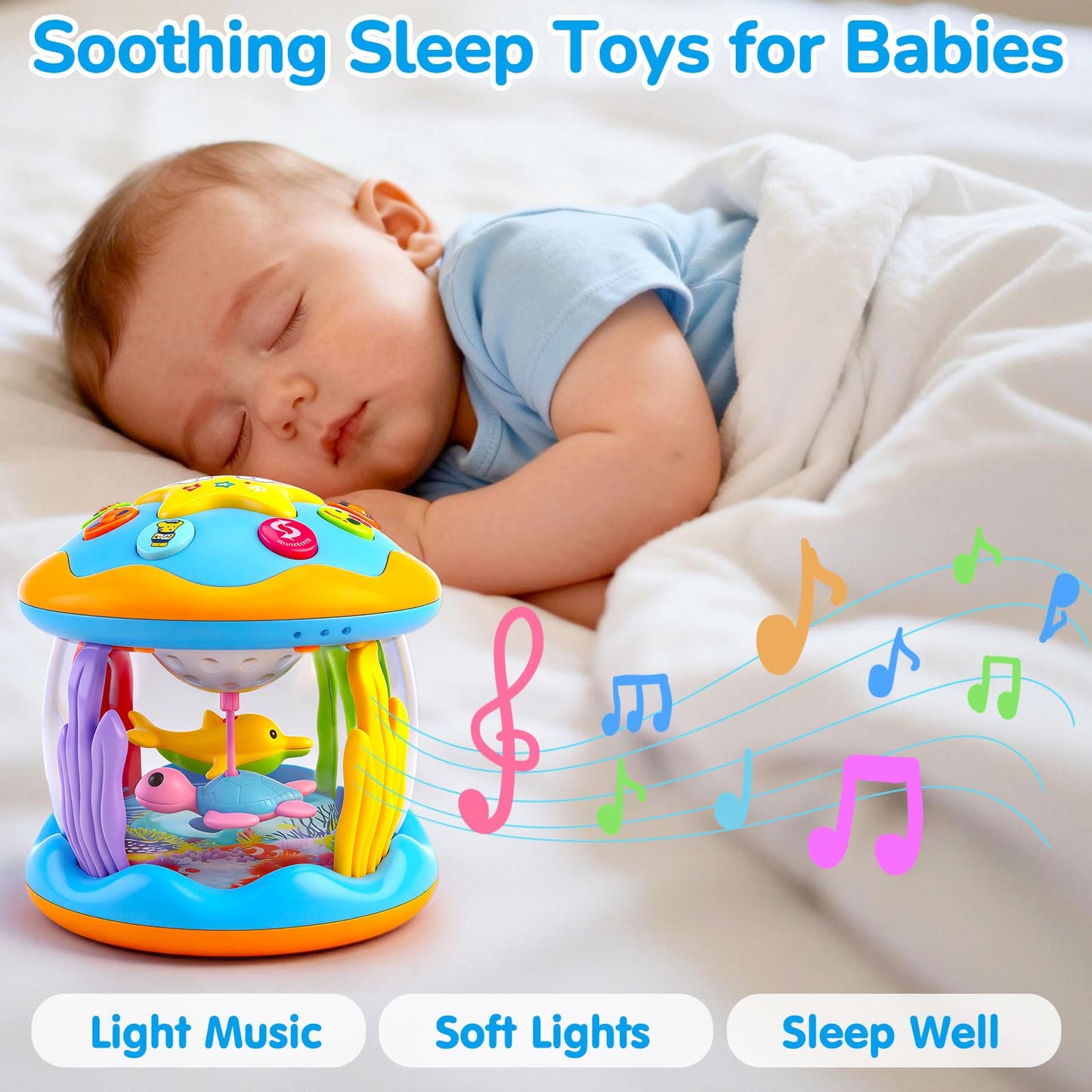 Tsomtto Ocean Rotating Projector Toy for Infants 0-12 Months – Light & Music