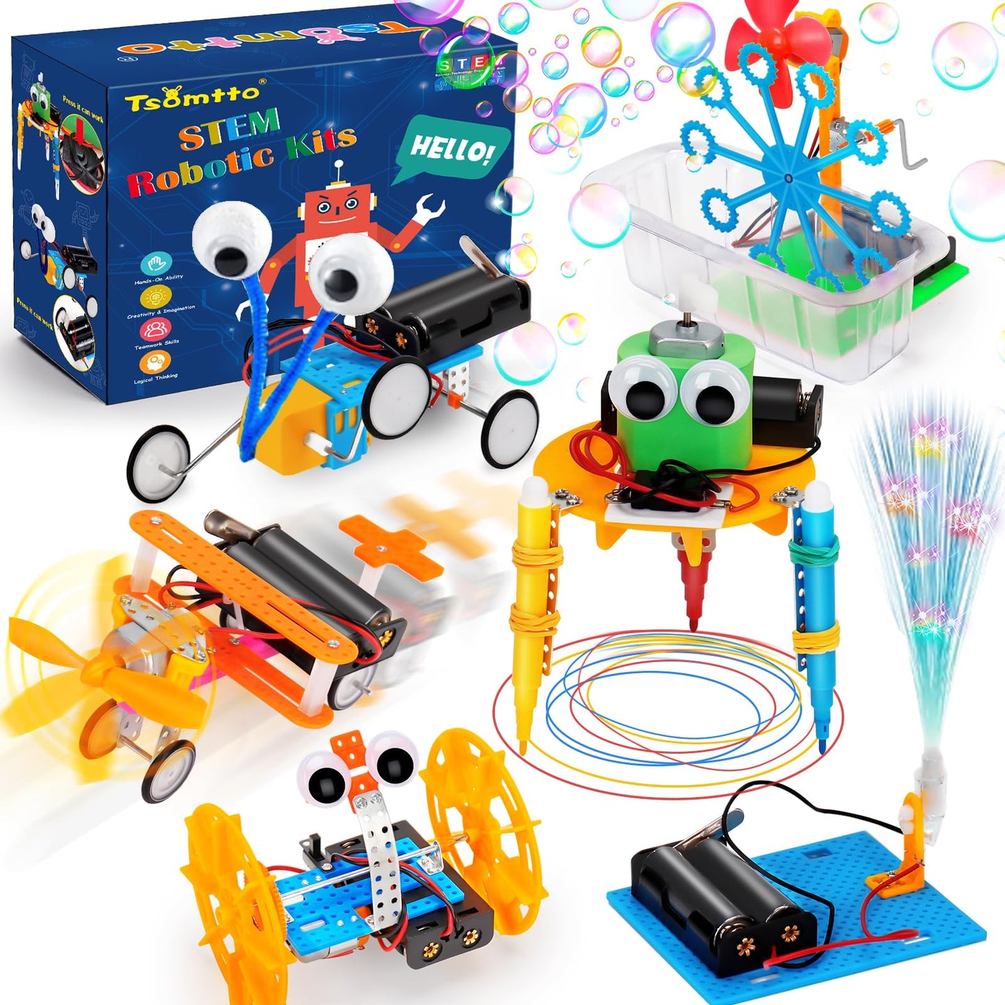 Tsomtto STEM Robotics Kit 6-Set – 6 Robot Builds for Kids Ages 5-12