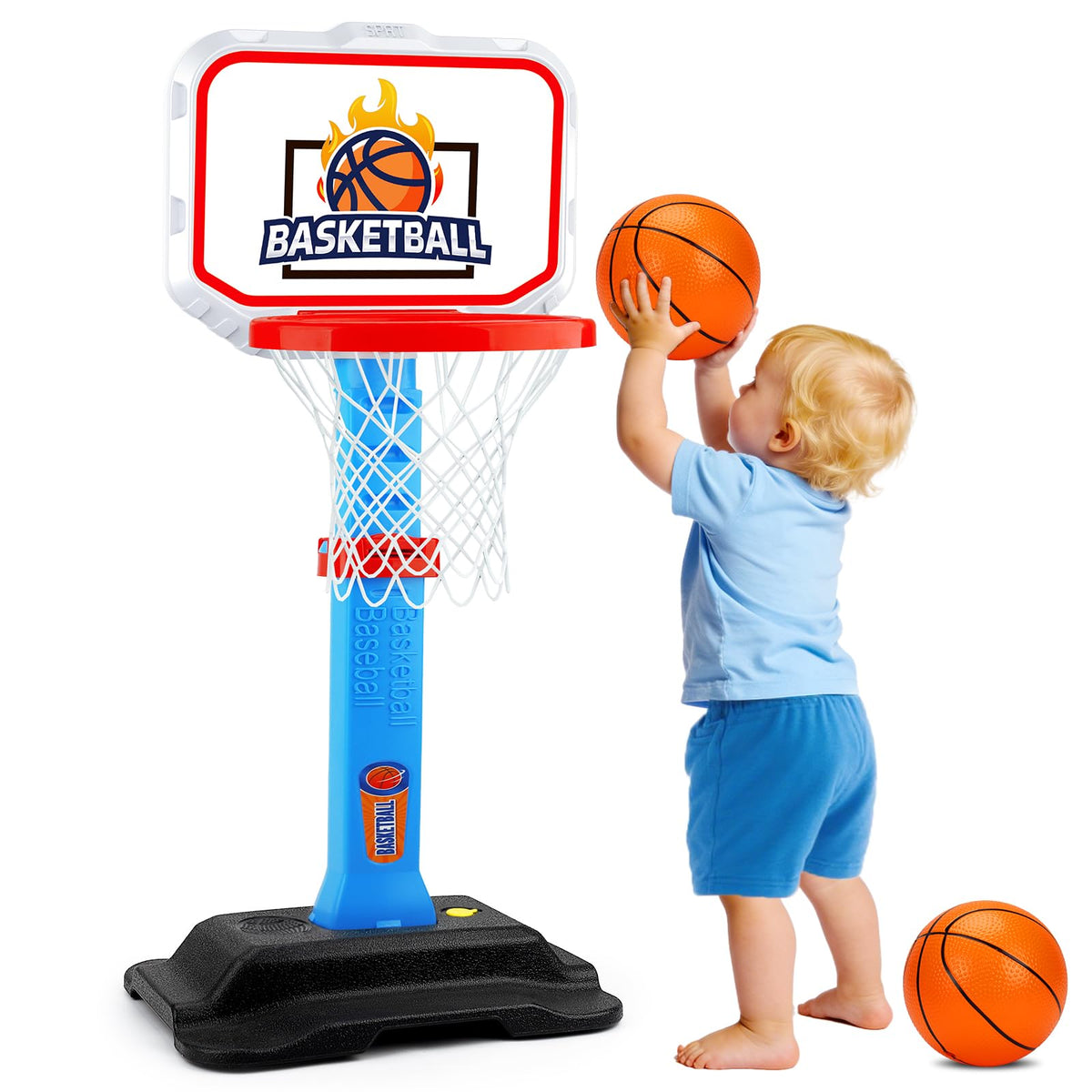 Tsomtto Toddler Basketball Hoop – 7-Height Adjustable Mini Indoor/Outdoor Hoop (Ages 1-3)
